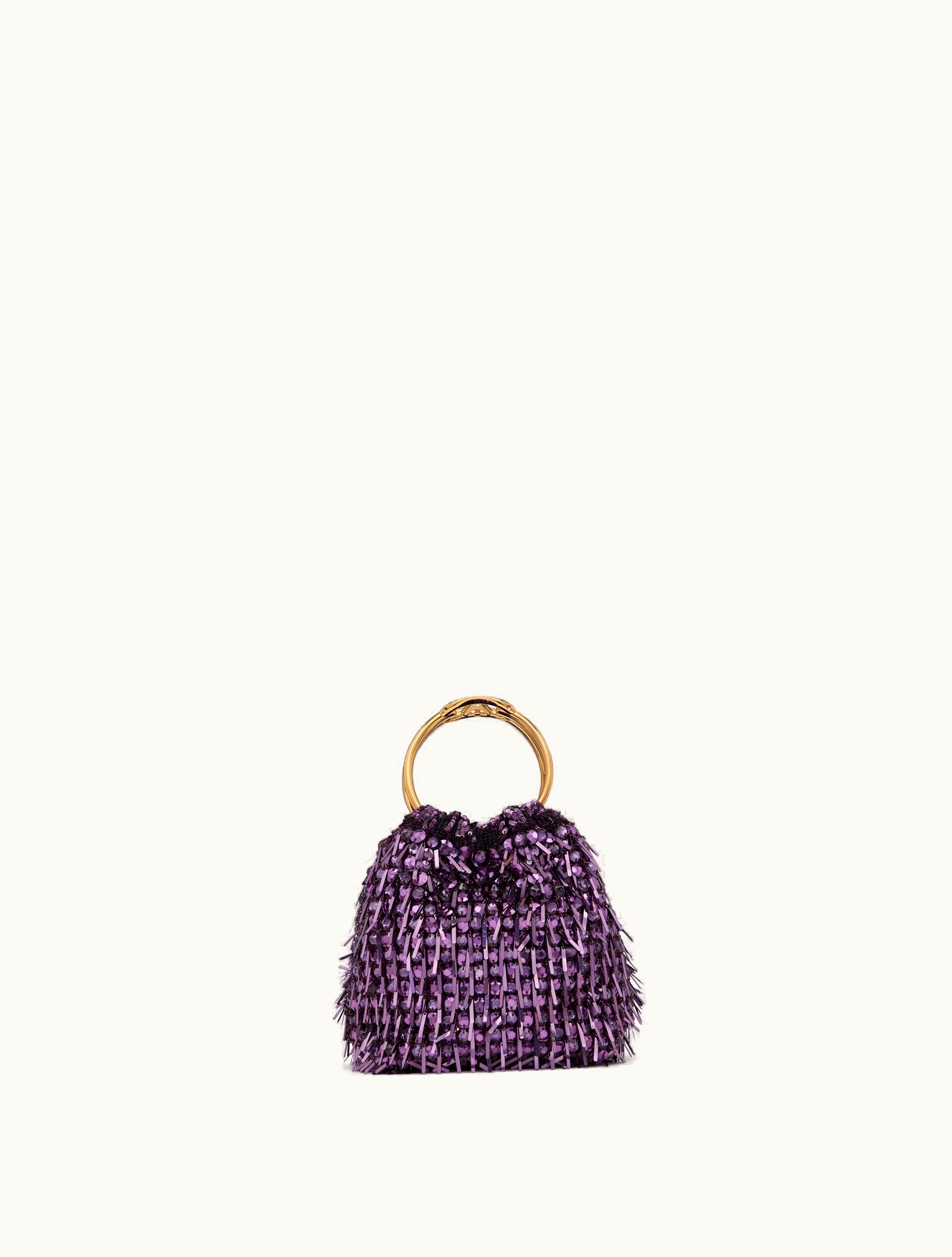 Valentino Valentino Small Carry Secrets Embroidered Bucket Bag For Woman In Amethyst