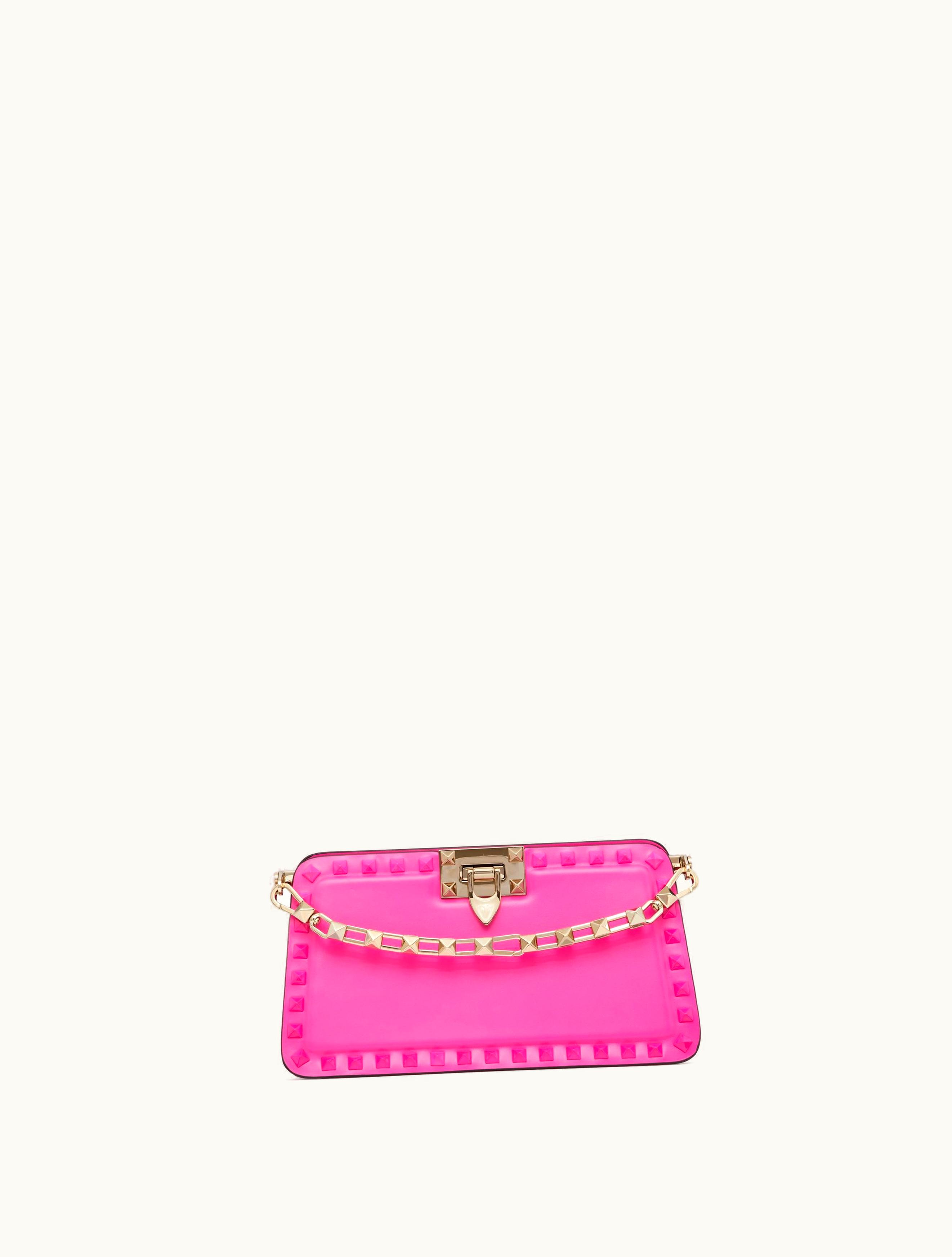 Valentino Valentino Rockstud Calfskin Clutch For Woman In Pink Pp