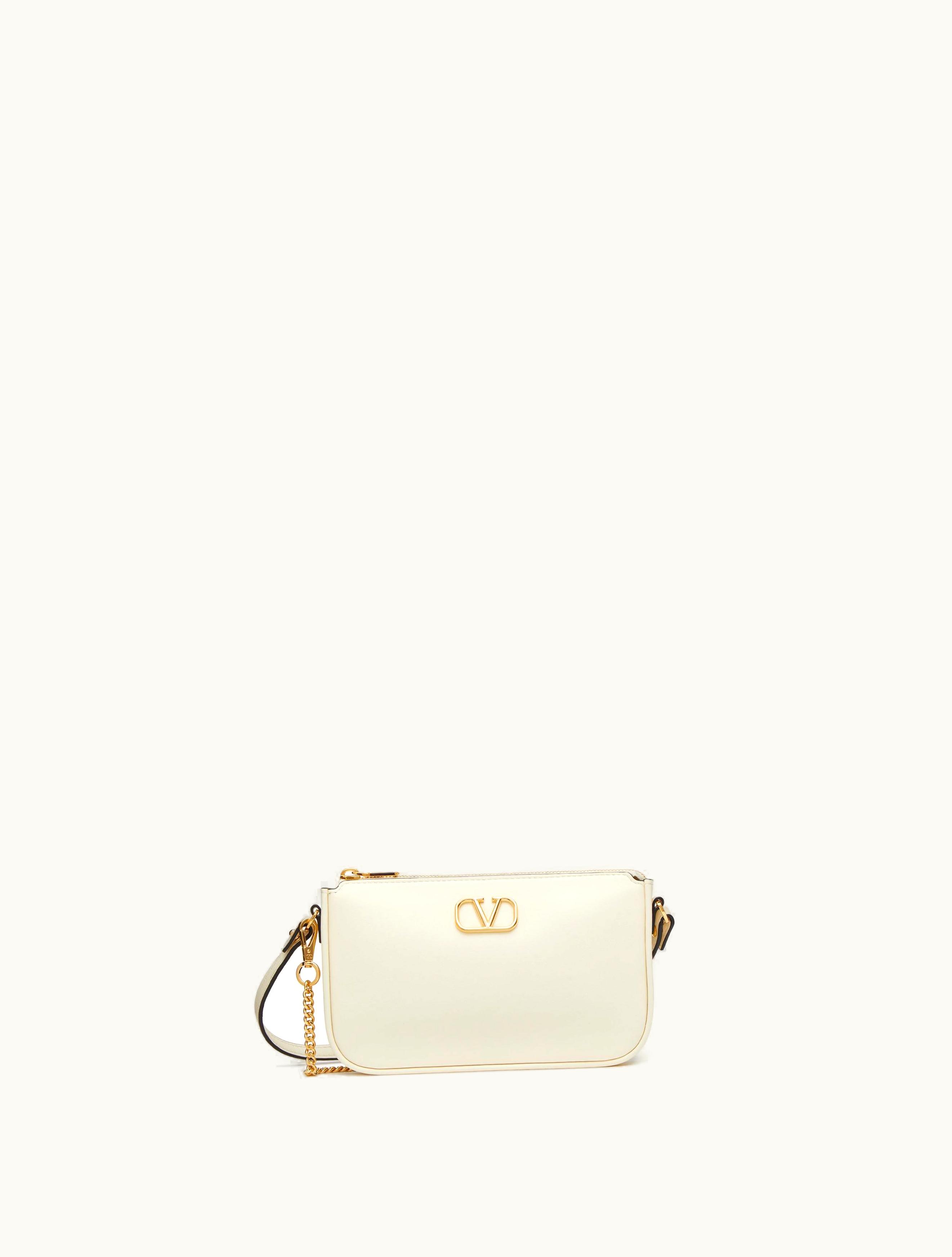 Valentino Valentino Mini Vlogo Signature Calfskin Crossbody Bag For Woman In Ivory