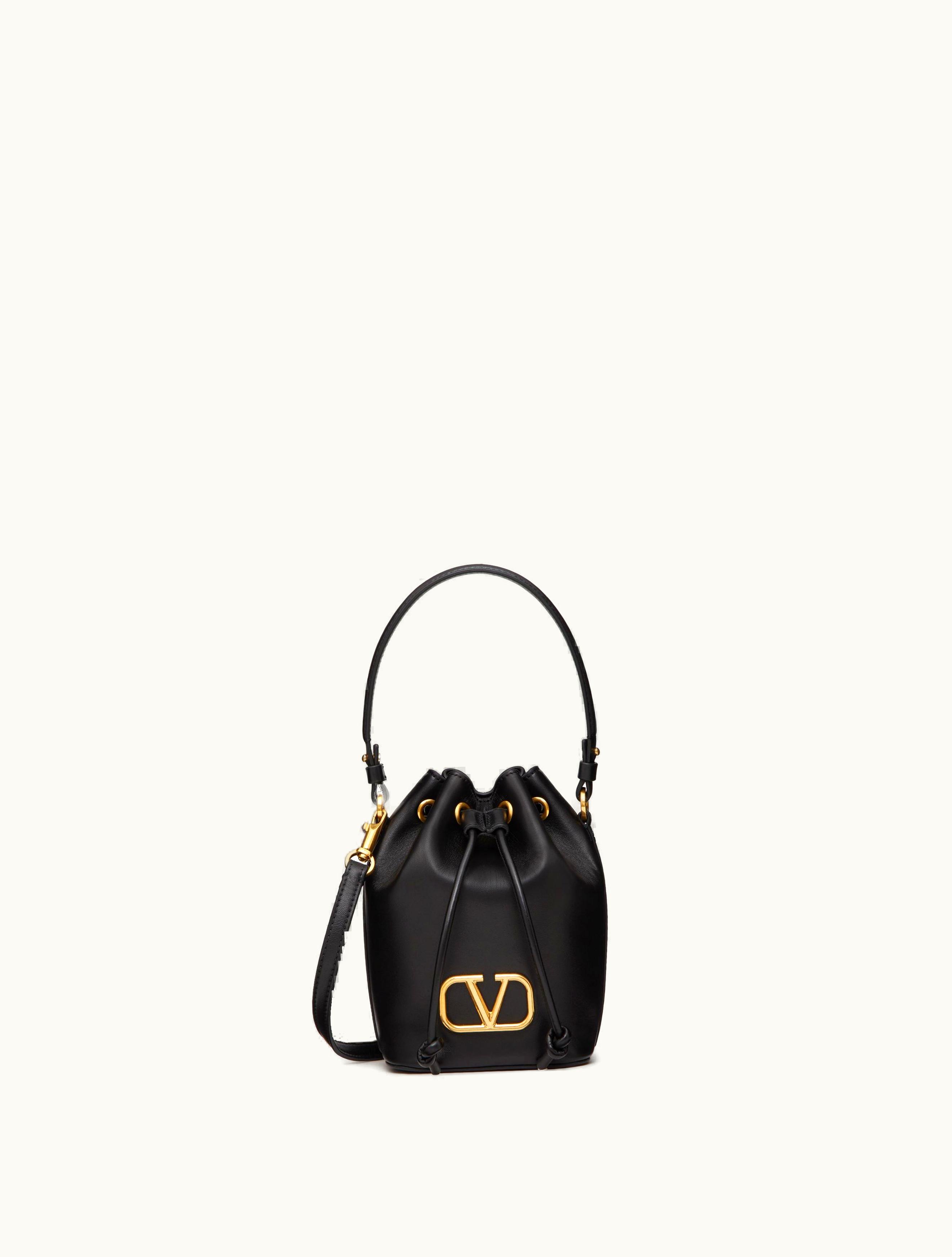Valentino Valentino Mini Vlogo Signature Bucket Bag In Nappa Leather For Woman In Water Lilac