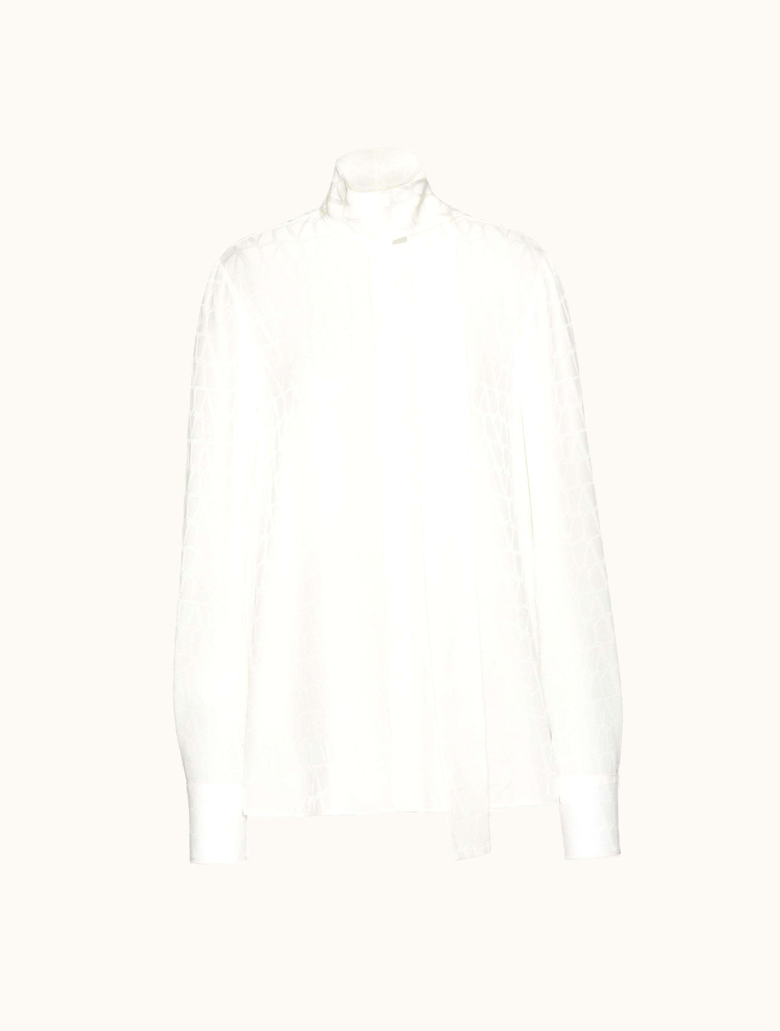 Valentino Valentino Toile Iconographe Silk Jacquard Blouse For Woman In Ivory