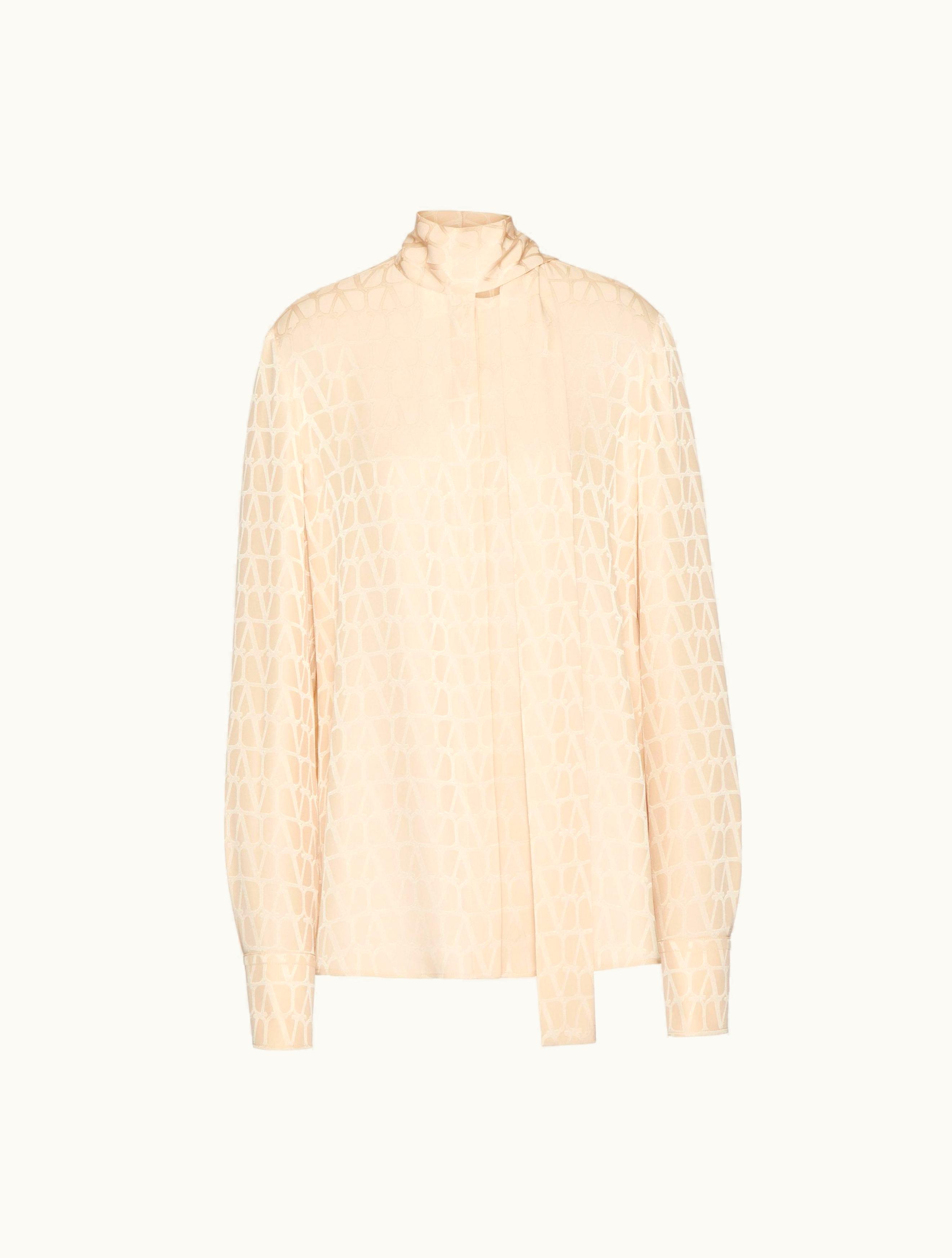 Valentino Valentino Toile Iconographe Silk Jacquard Blouse For Woman In Poudre
