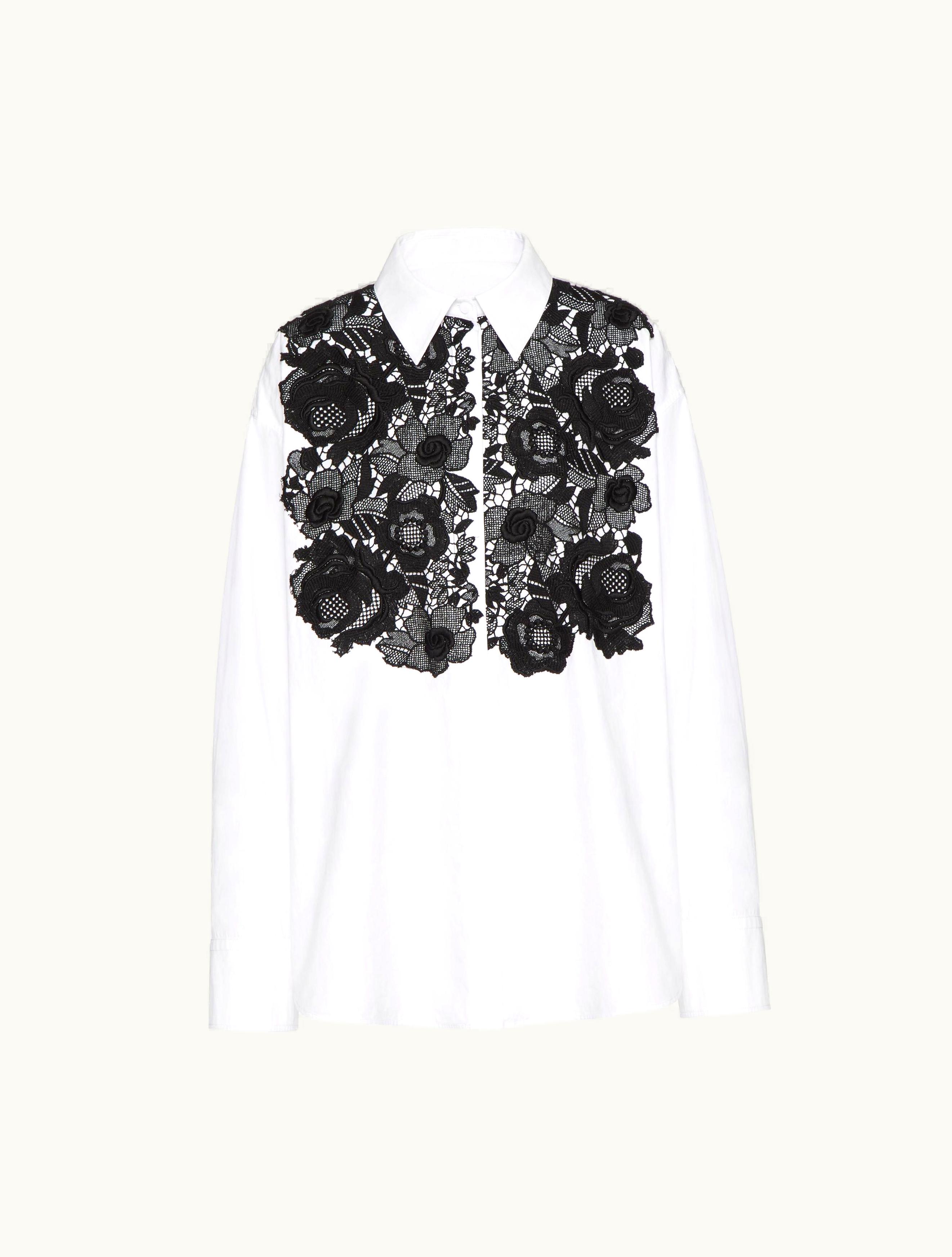 Valentino Valentino Cotton Popeline Shirt For Woman In White / Black
