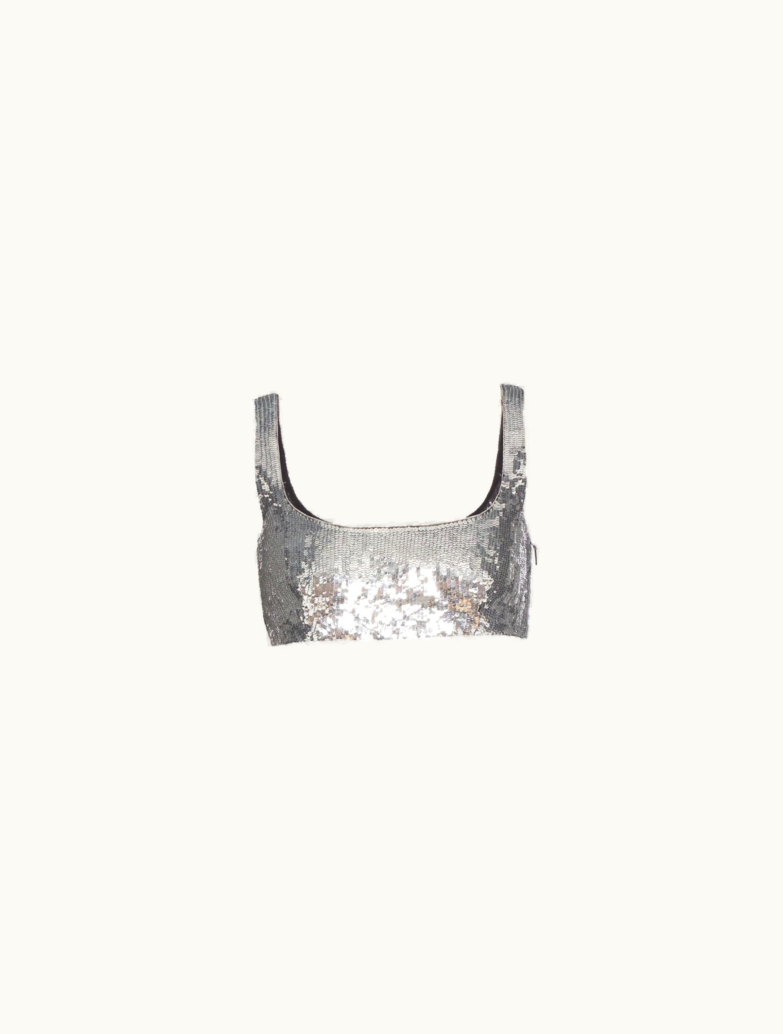 Valentino Valentino Embroidered Organza Bralette For Woman In Silver