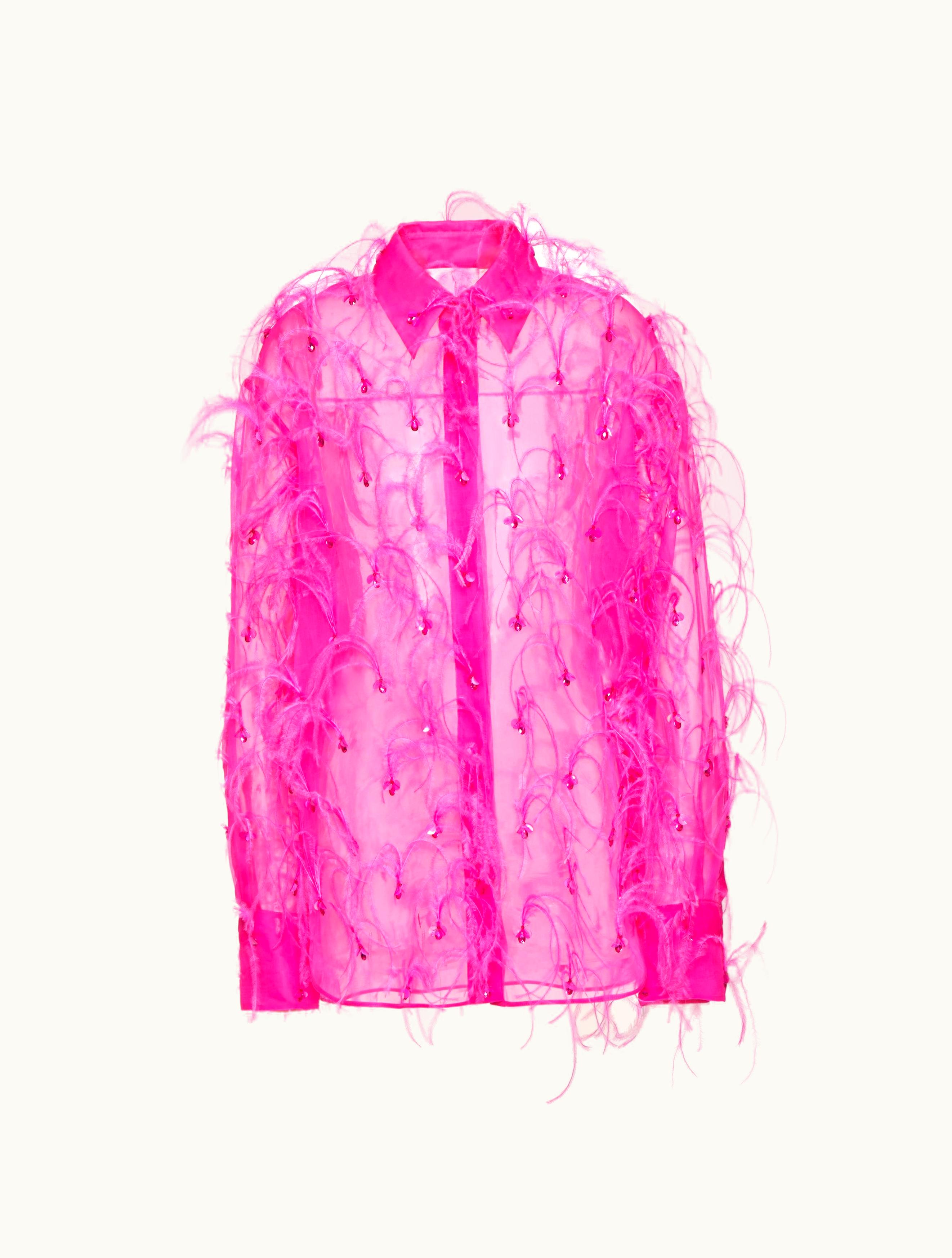 Valentino Valentino Embroidered Organza Shirt For Woman In Pink Pp