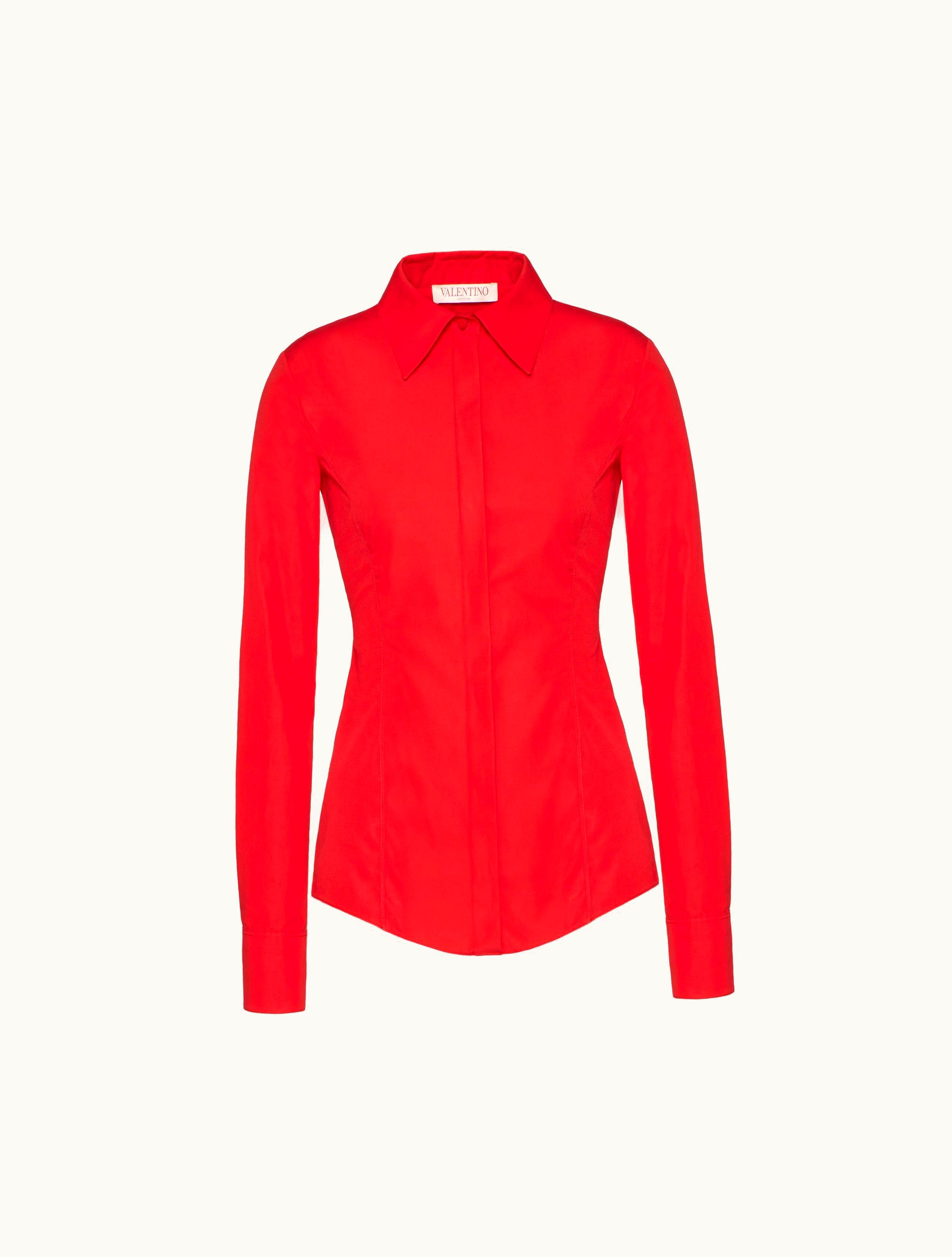 Valentino Valentino Cotton Popeline Shirt For Woman In Red