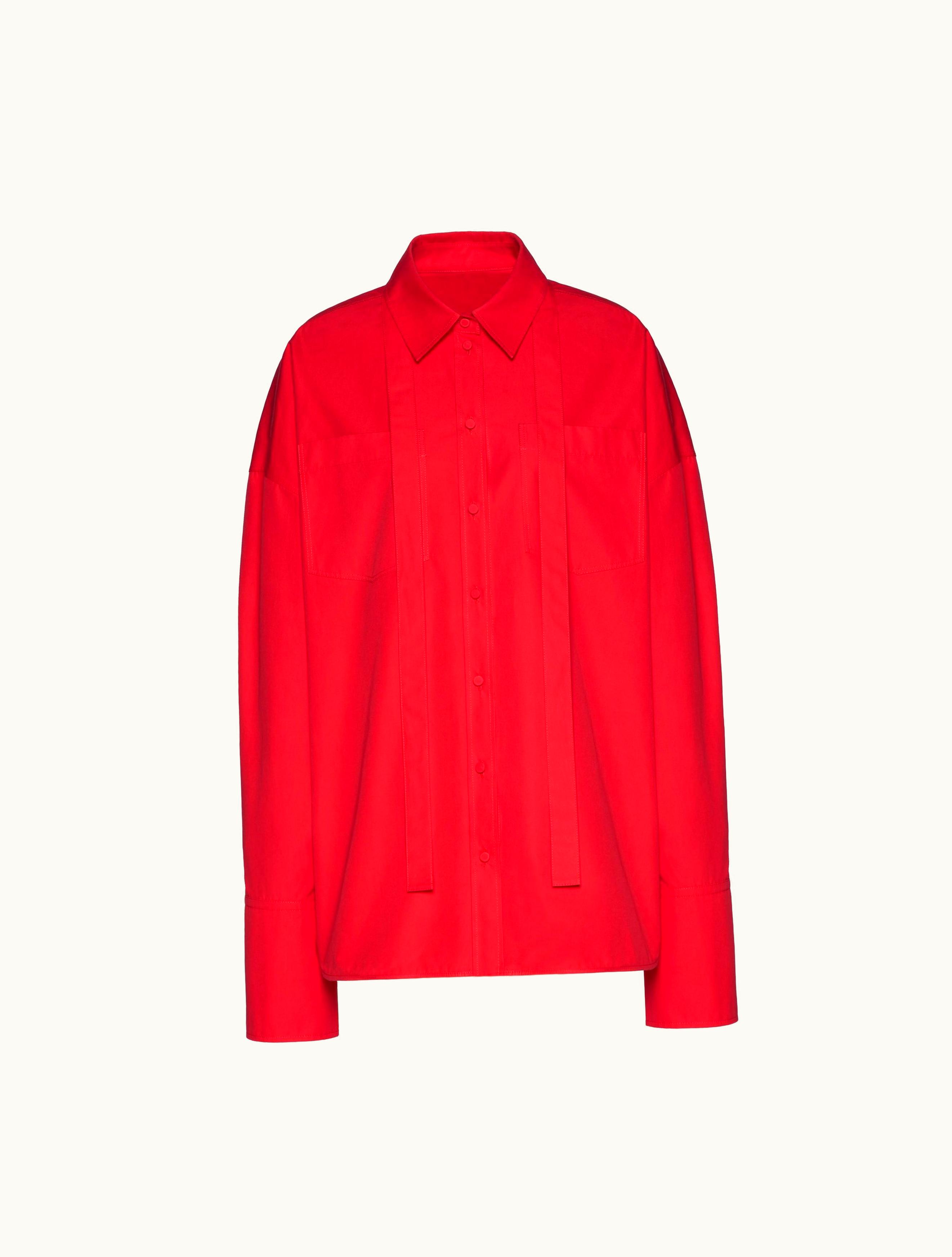 Valentino Valentino Compact Popeline Blouse For Woman In Red RED