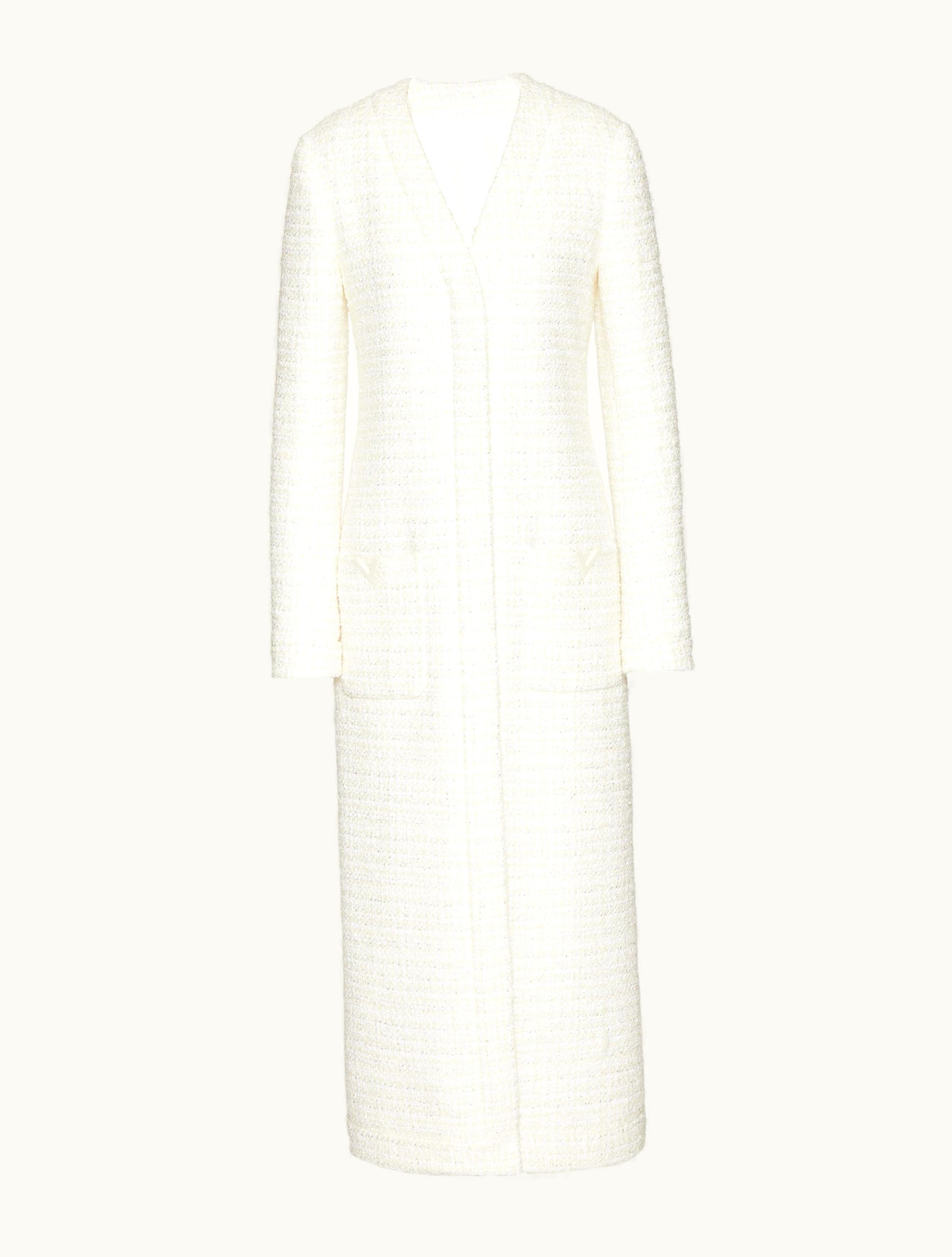 Valentino Valentino Glaze Tweed Coat For Woman In Ivory