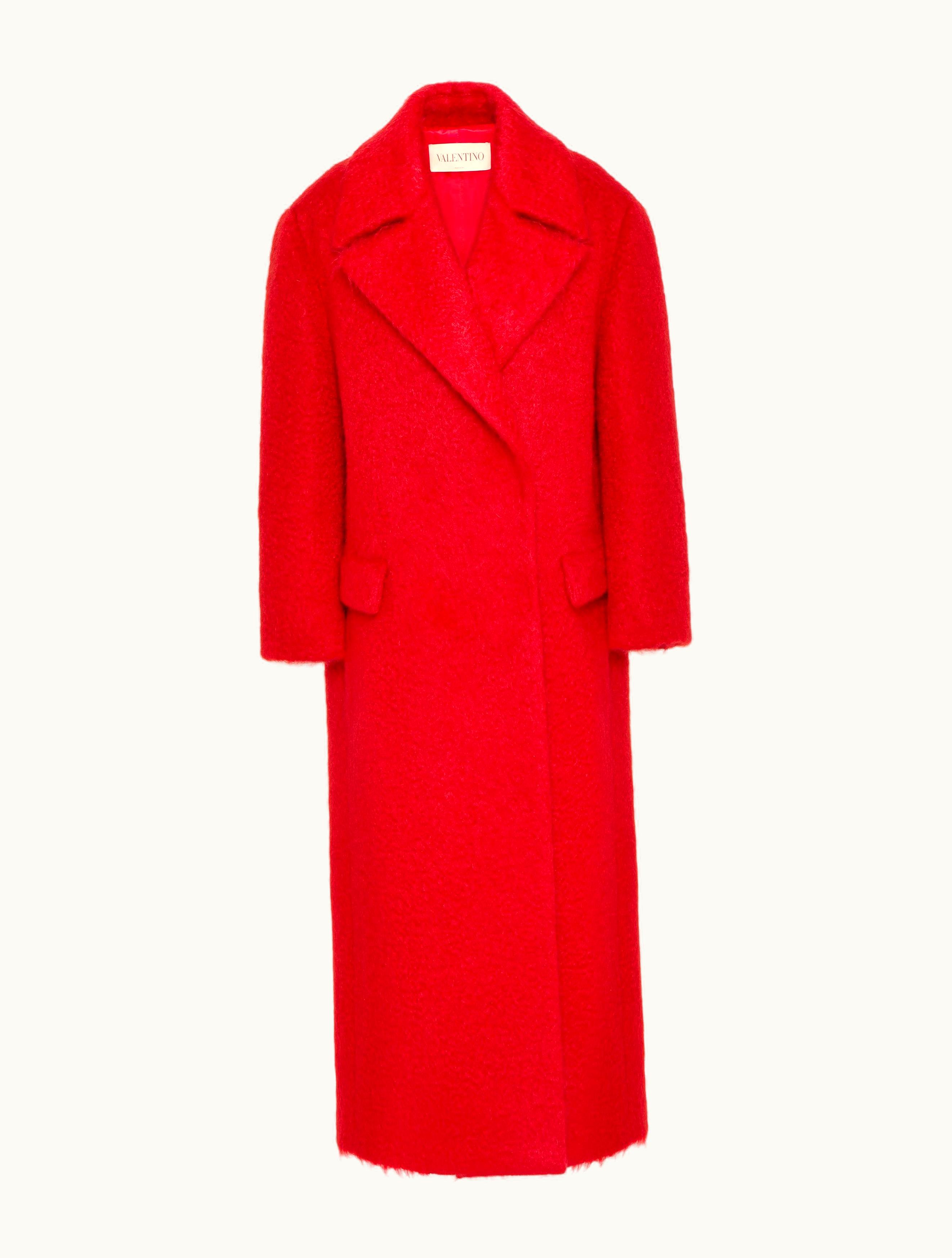 Valentino Valentino Uncoated Bouclé Coat For Woman In Red