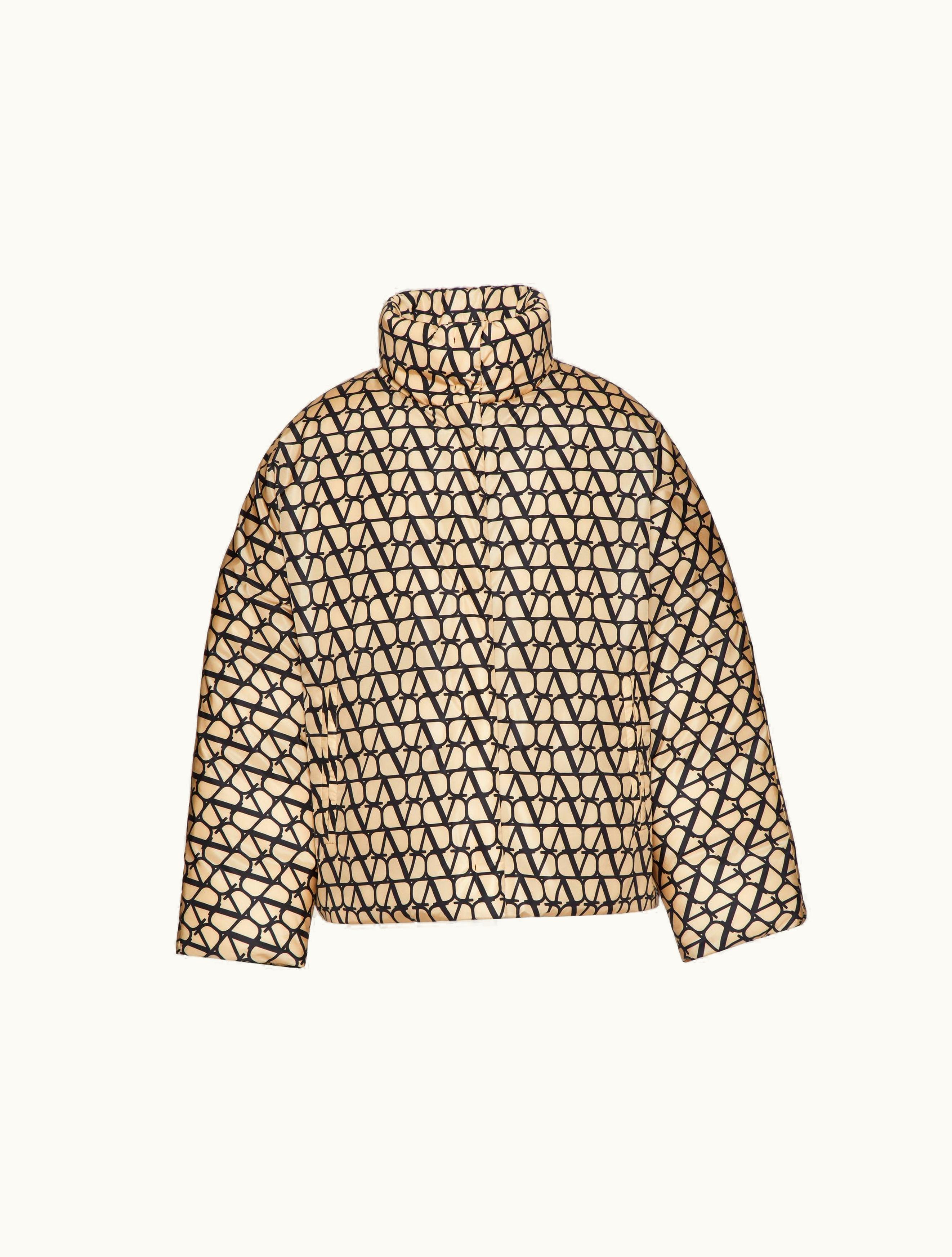 Valentino Valentino Toile Iconographe Nylon Down Jacket For Woman In Beige / Black