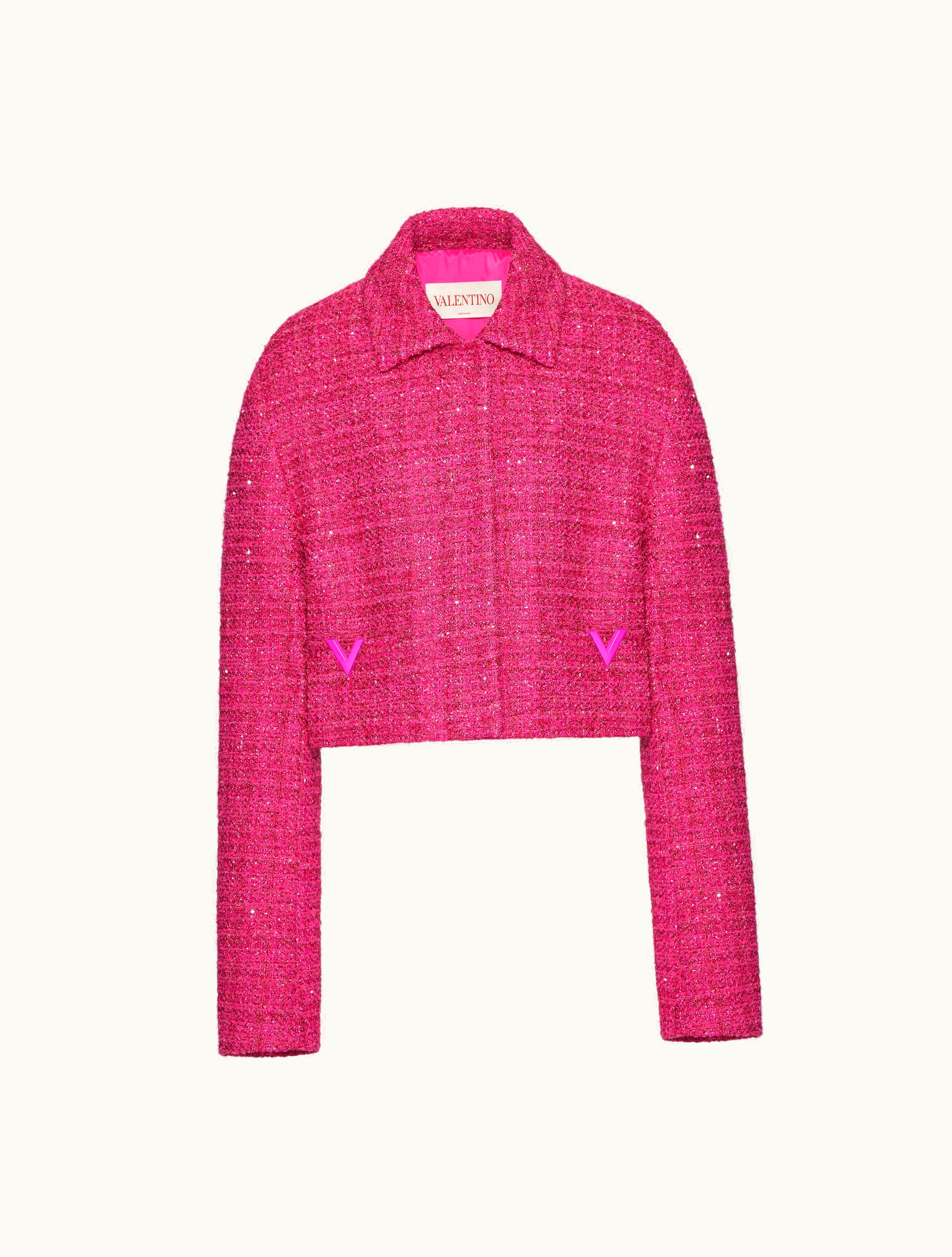 Valentino Valentino Glaze Tweed Light Jacket For Woman In Pink Pp