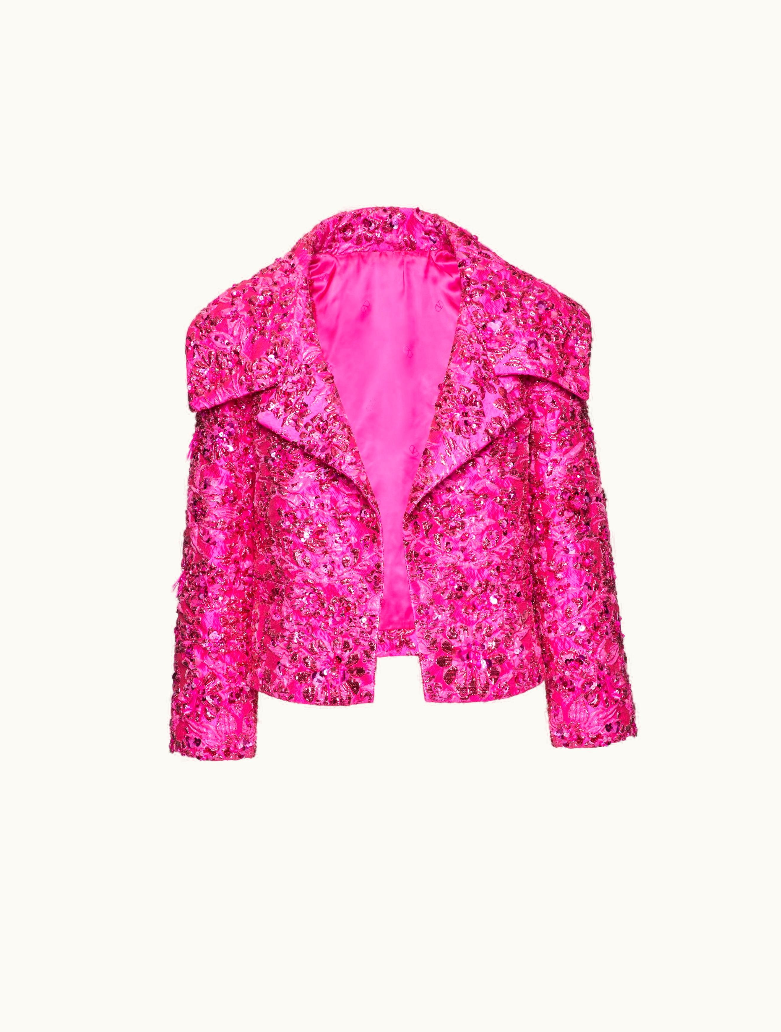 Valentino Valentino Petite Jacquard Jacket For Woman In Pink Pp
