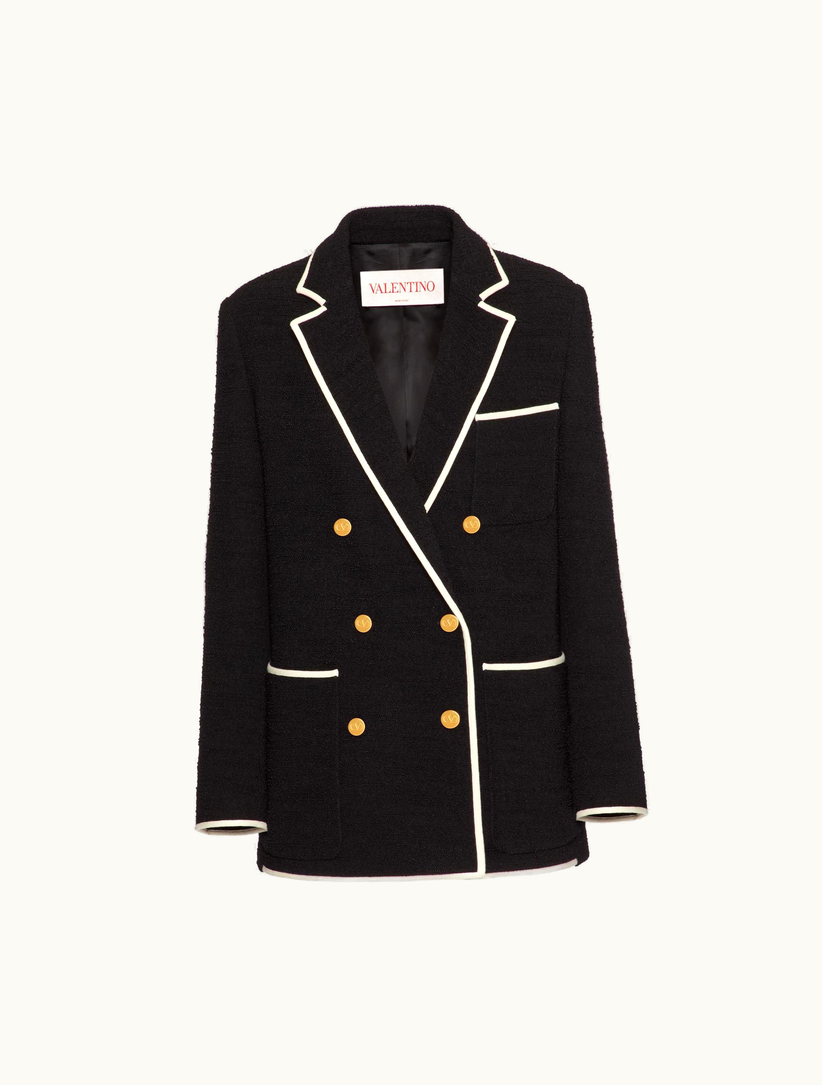 Valentino Valentino Light Wool Tweed Blazer For Woman In Black / Ivory