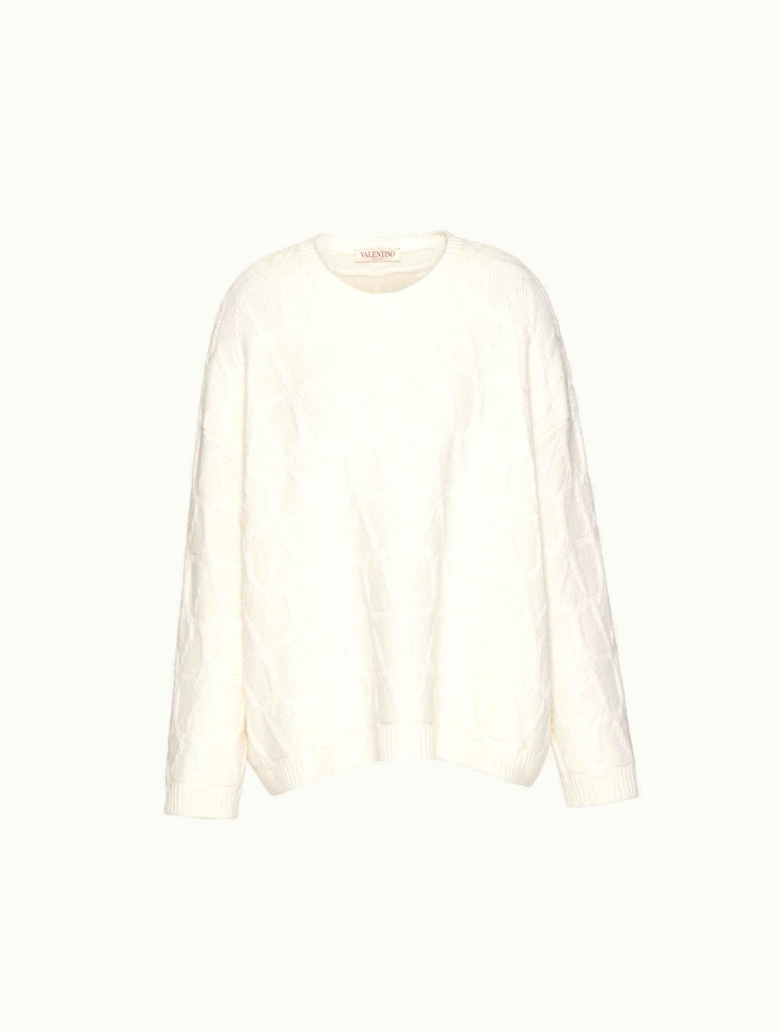 Valentino Valentino Toile Iconographe Wool Jumper For Woman In Ivory