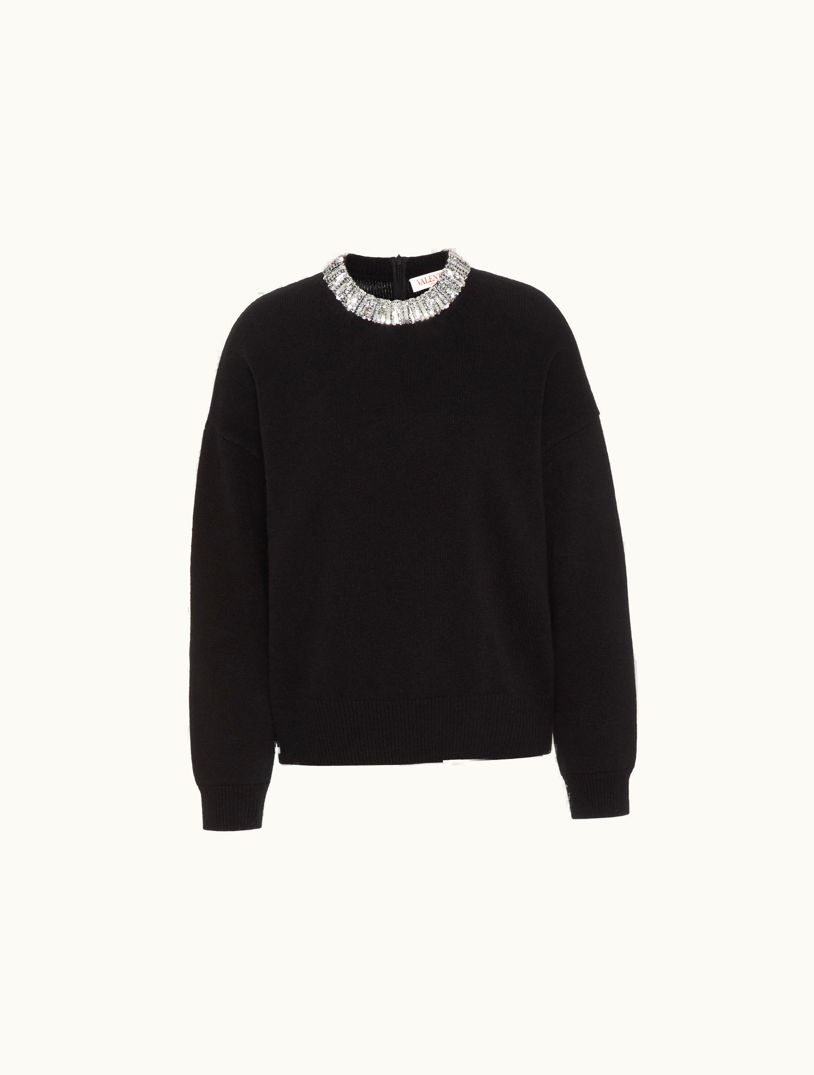 Valentino Valentino Embroidered Wool Jumper For Woman In Black