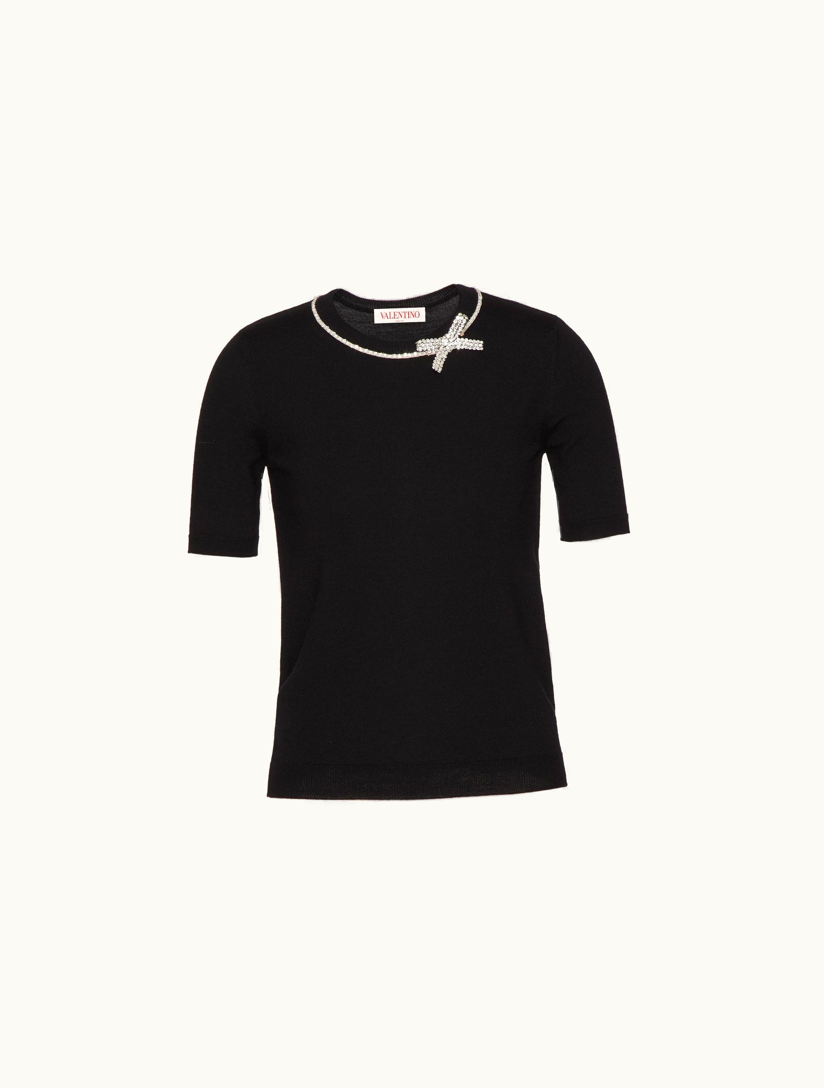 Valentino Valentino Embroidered Wool Jumper For Woman In Black BLACK