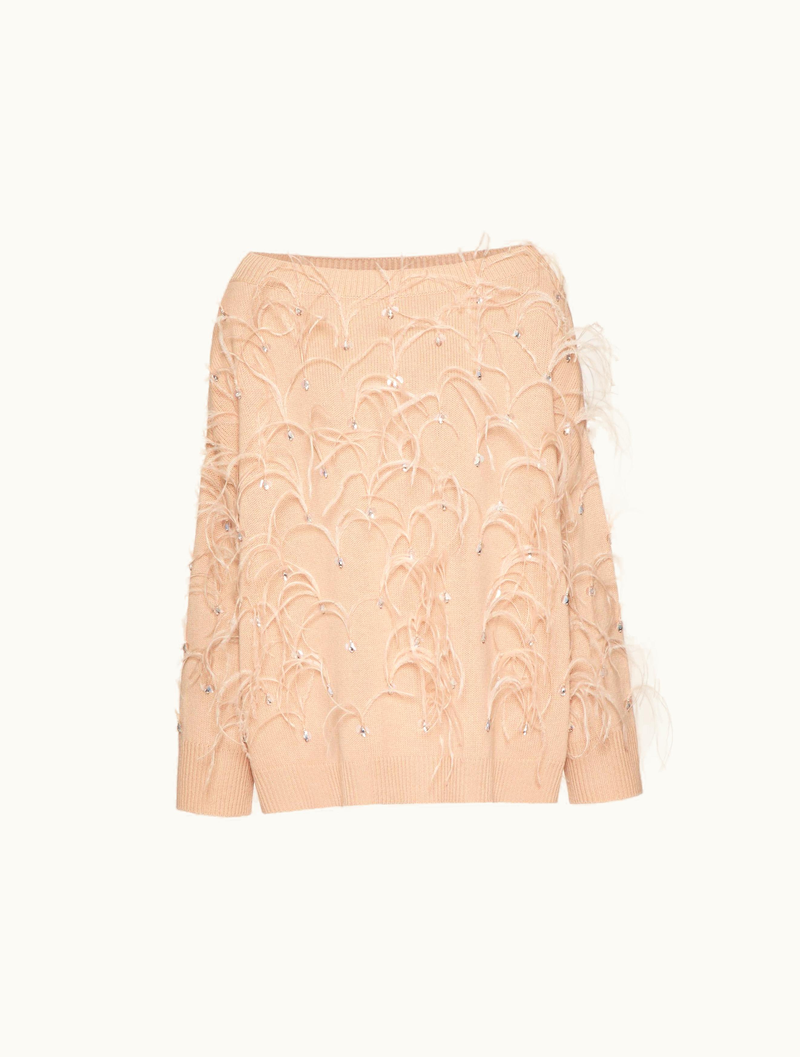 Valentino Valentino Embroidered Wool Jumper For Woman In Poudre