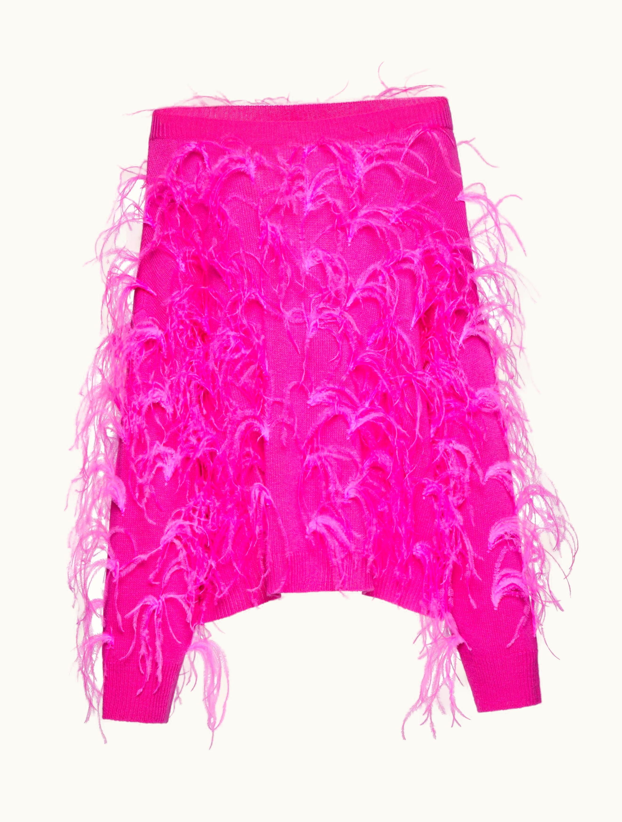 Valentino Valentino Wool Jumper With Feather Embroidery For Woman In Pink Pp