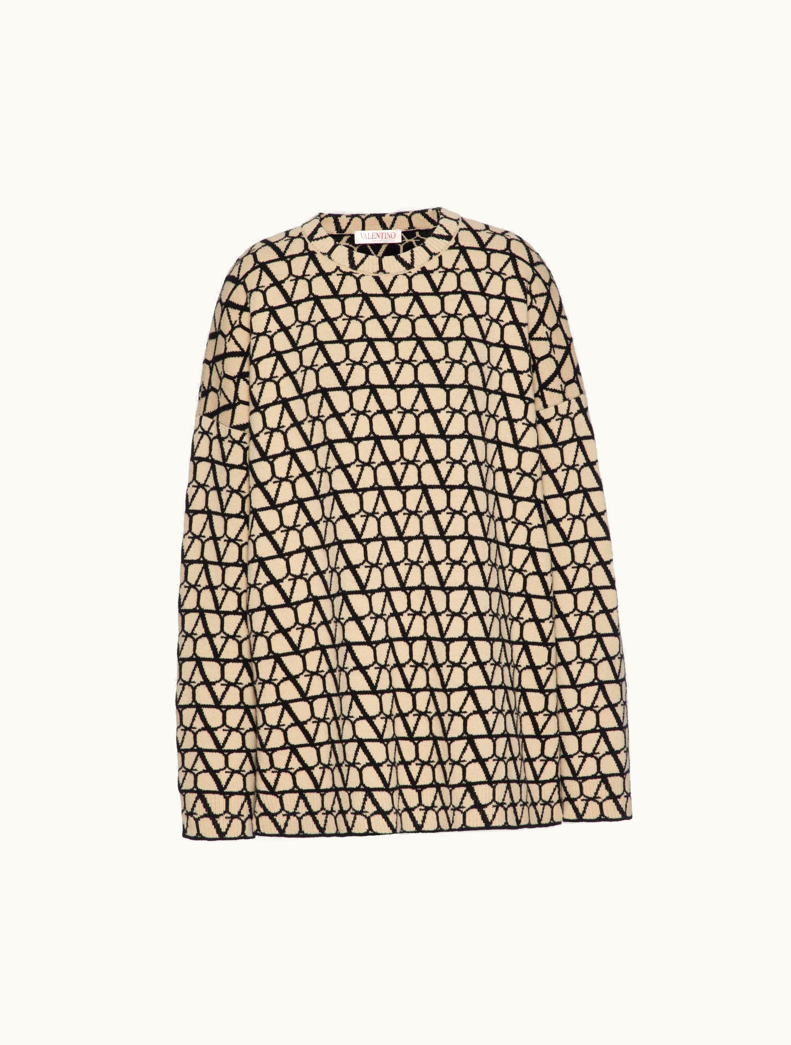 Valentino Valentino Toile Iconographe Wool Jumper For Woman In Beige / Black BKC45Z84K_E21