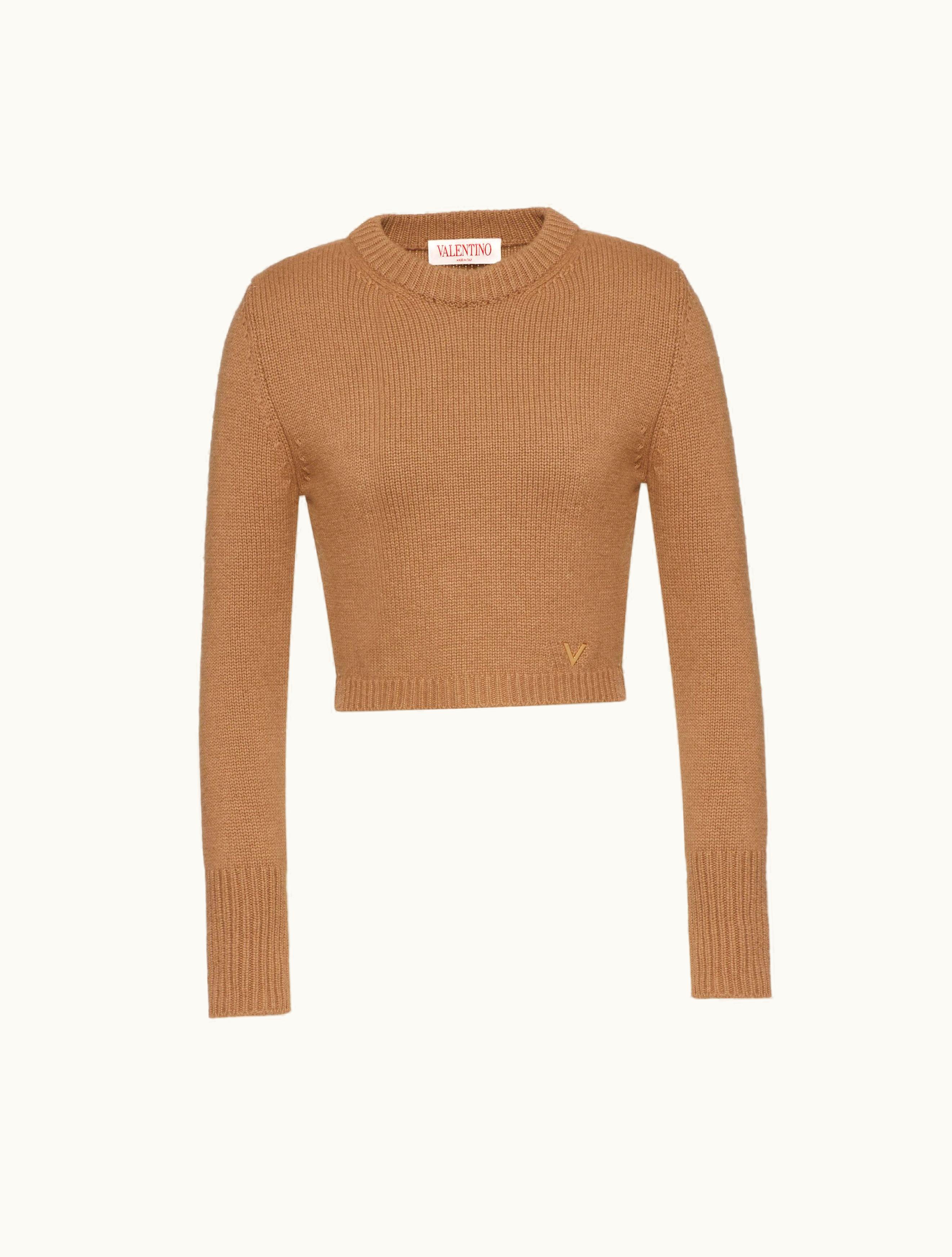 Valentino Valentino V Gold Cashmere Jumper For Woman In Camel