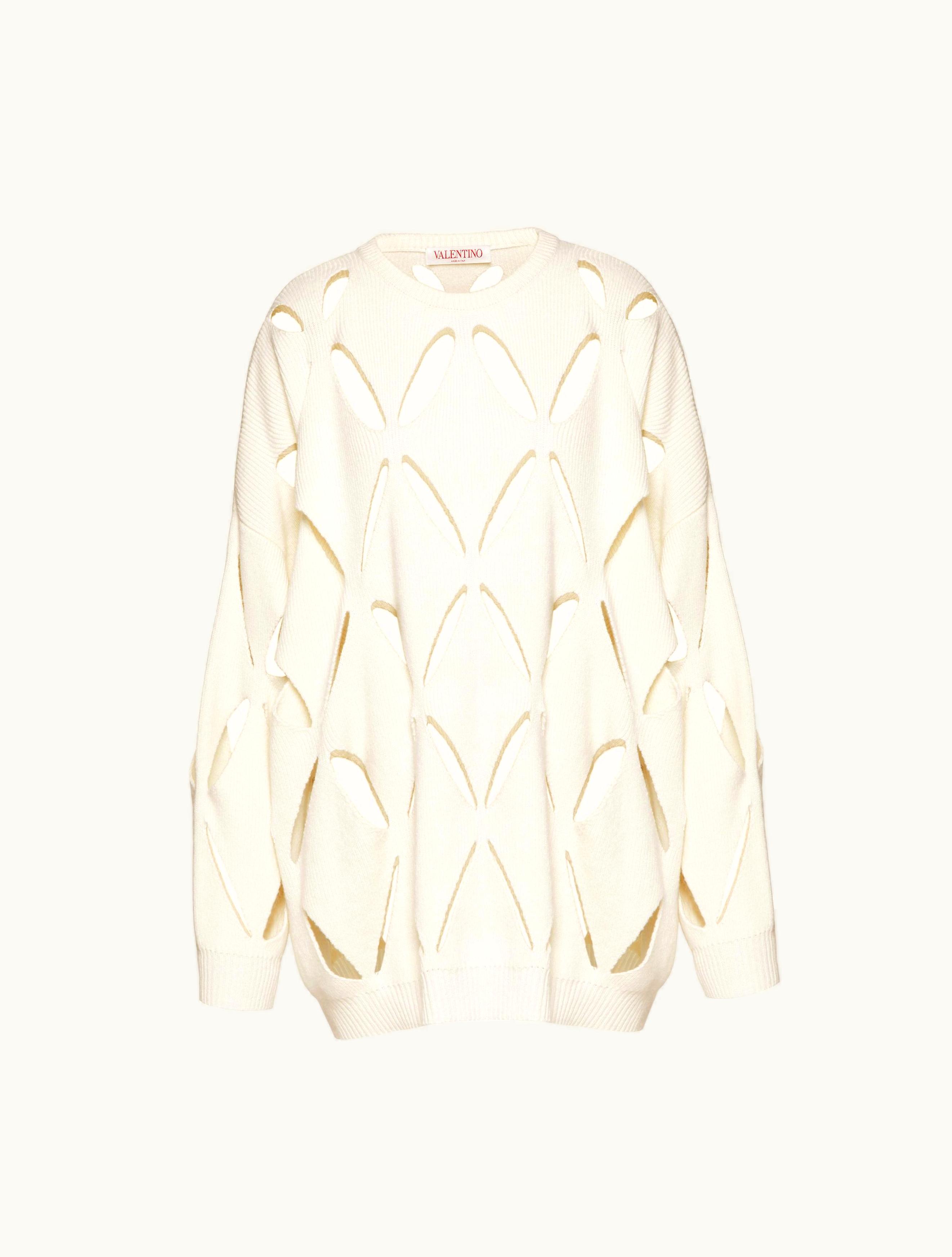 Valentino Valentino Embroidered Wool Jumper For Woman In Ivory