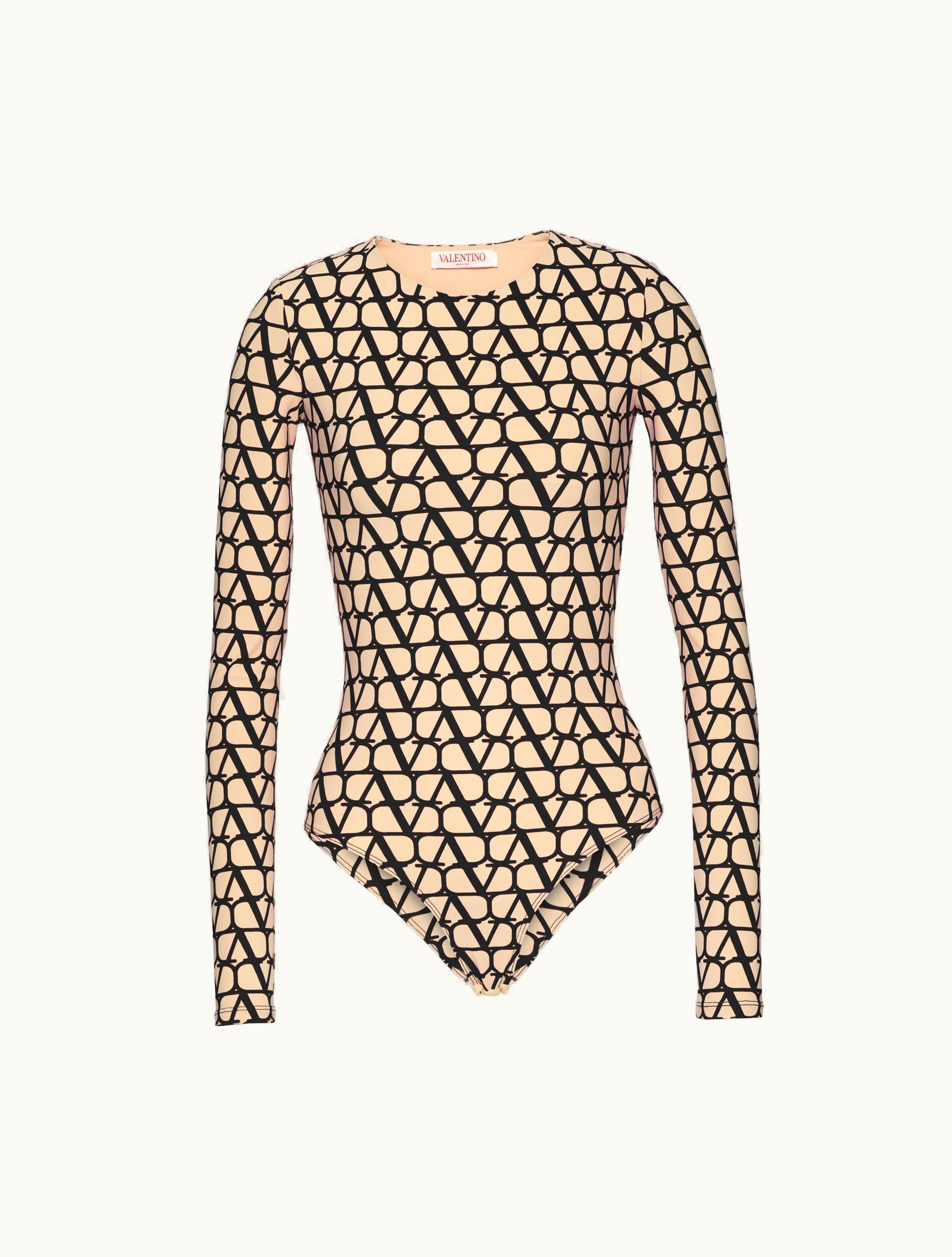 Valentino Valentino Toile Iconographe Jersey Bodysuit For Woman In Beige / Black