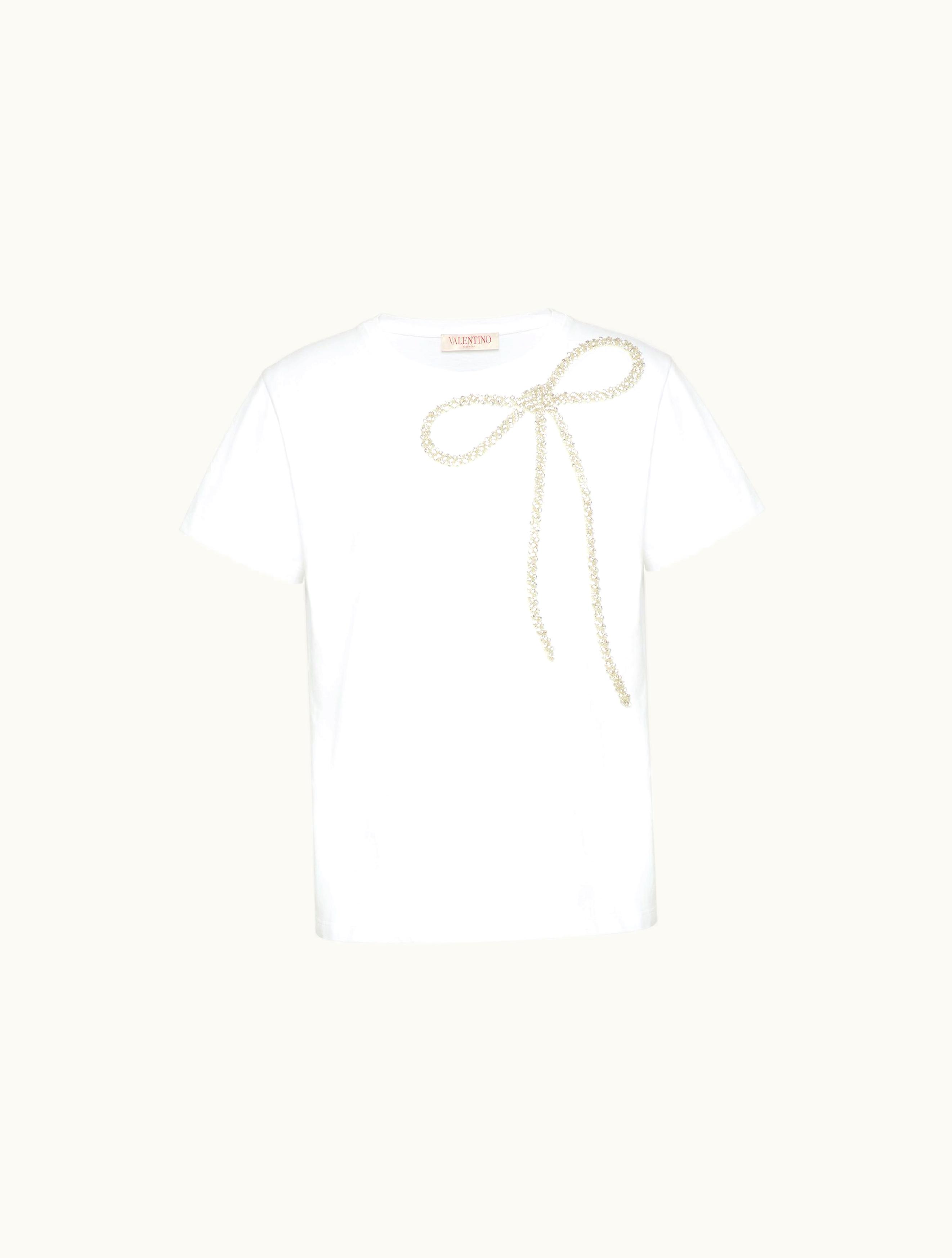 Valentino Valentino Embroidered Jersey T-shirt For Woman In White