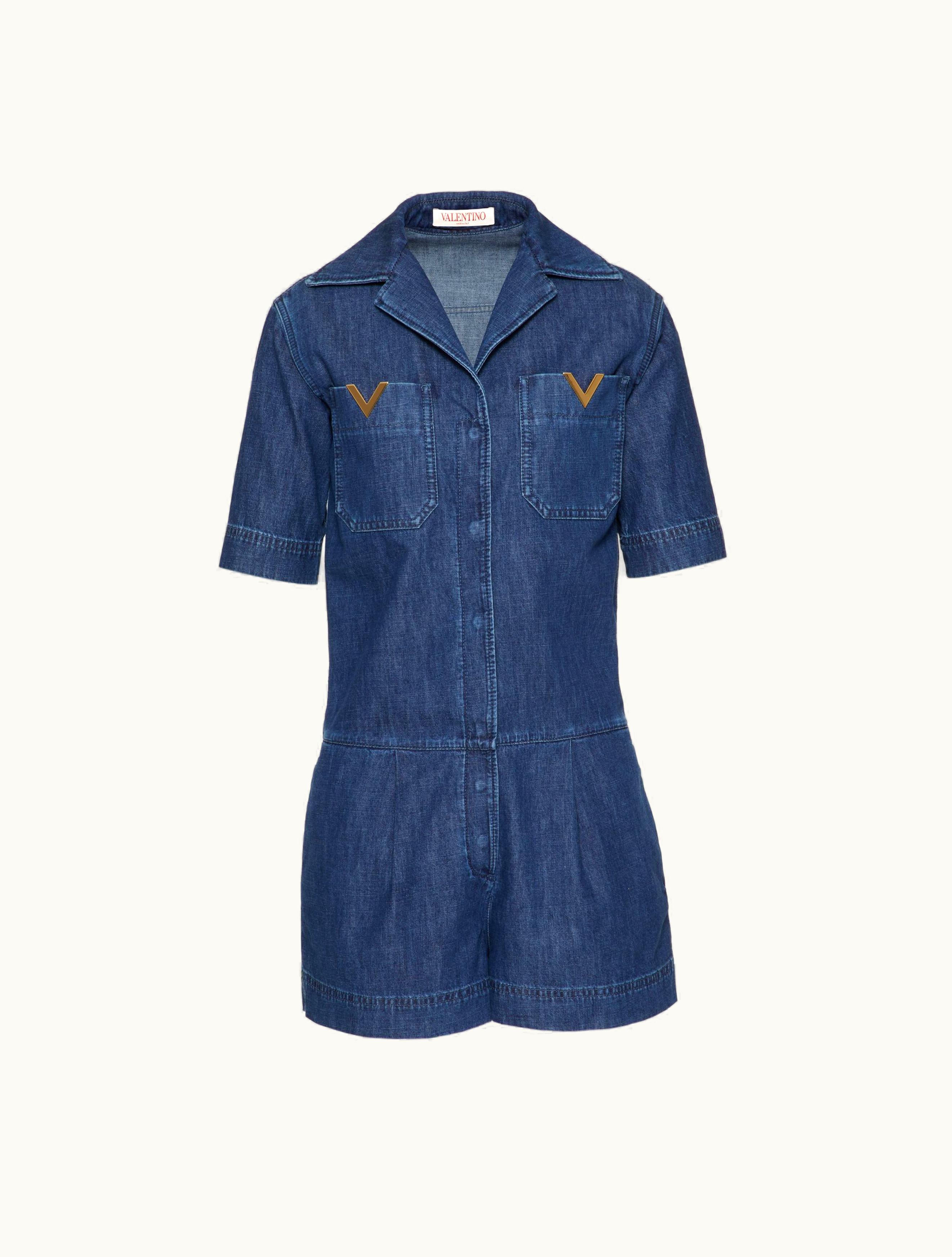 Valentino Valentino Chambray Denim Jumpsuit For Woman In Denim