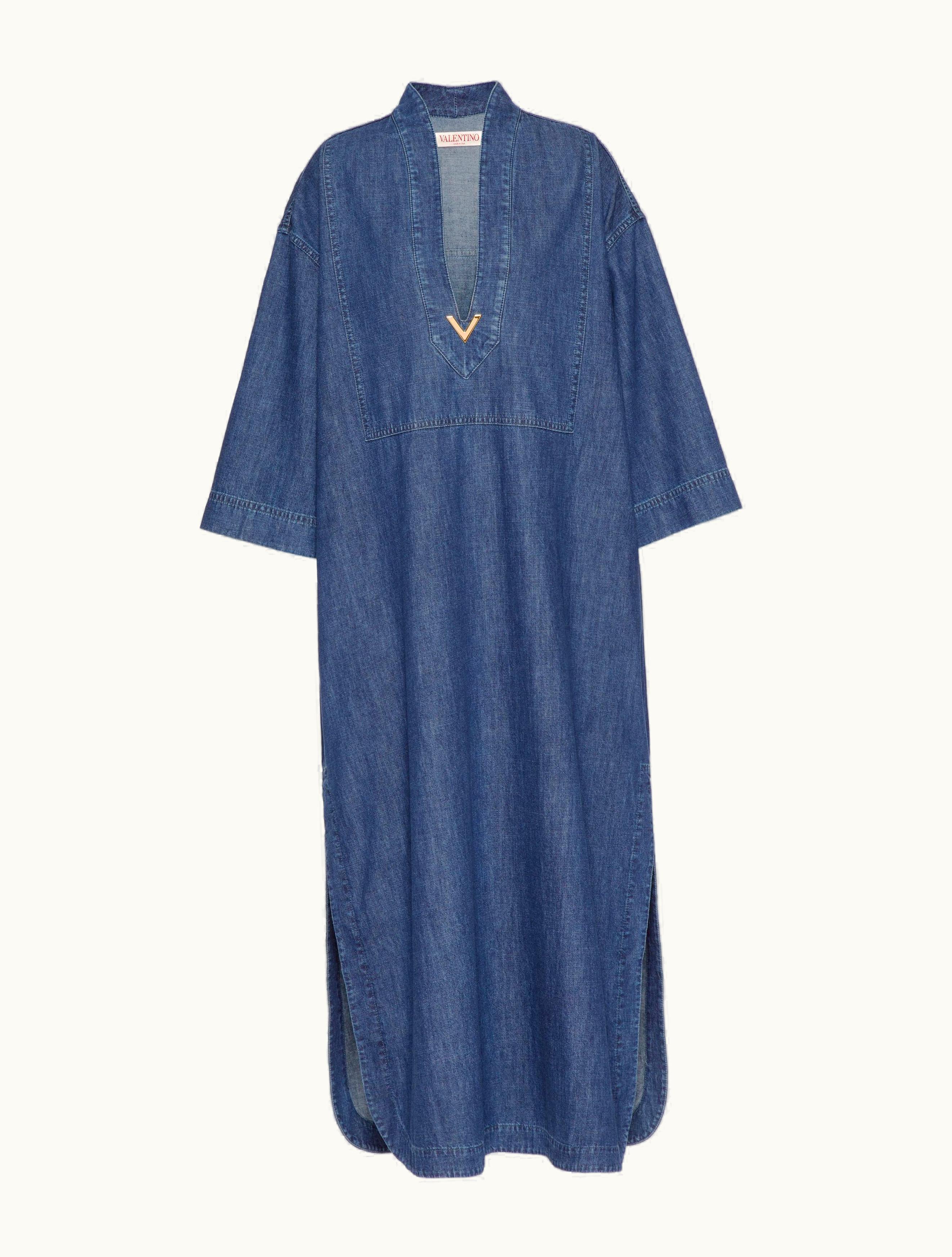 Valentino Valentino Chambray Denim Kaftan For Woman In Denim DENIM