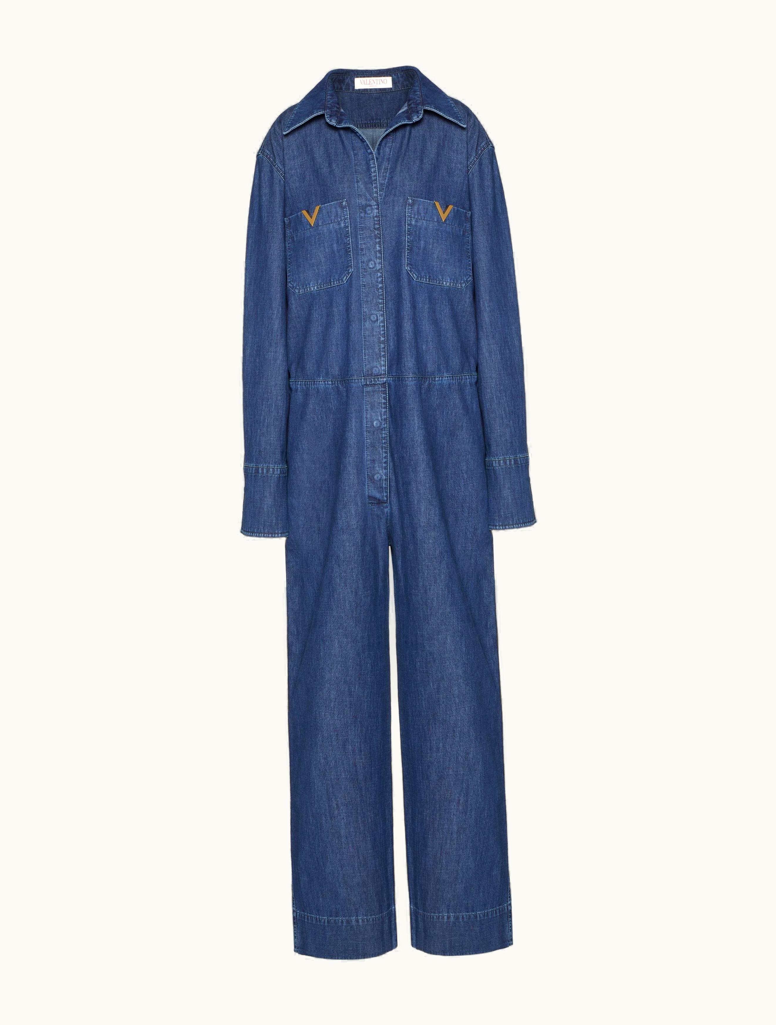 Valentino Valentino Chambray Denim Jumpsuit For Woman In Denim DENIM