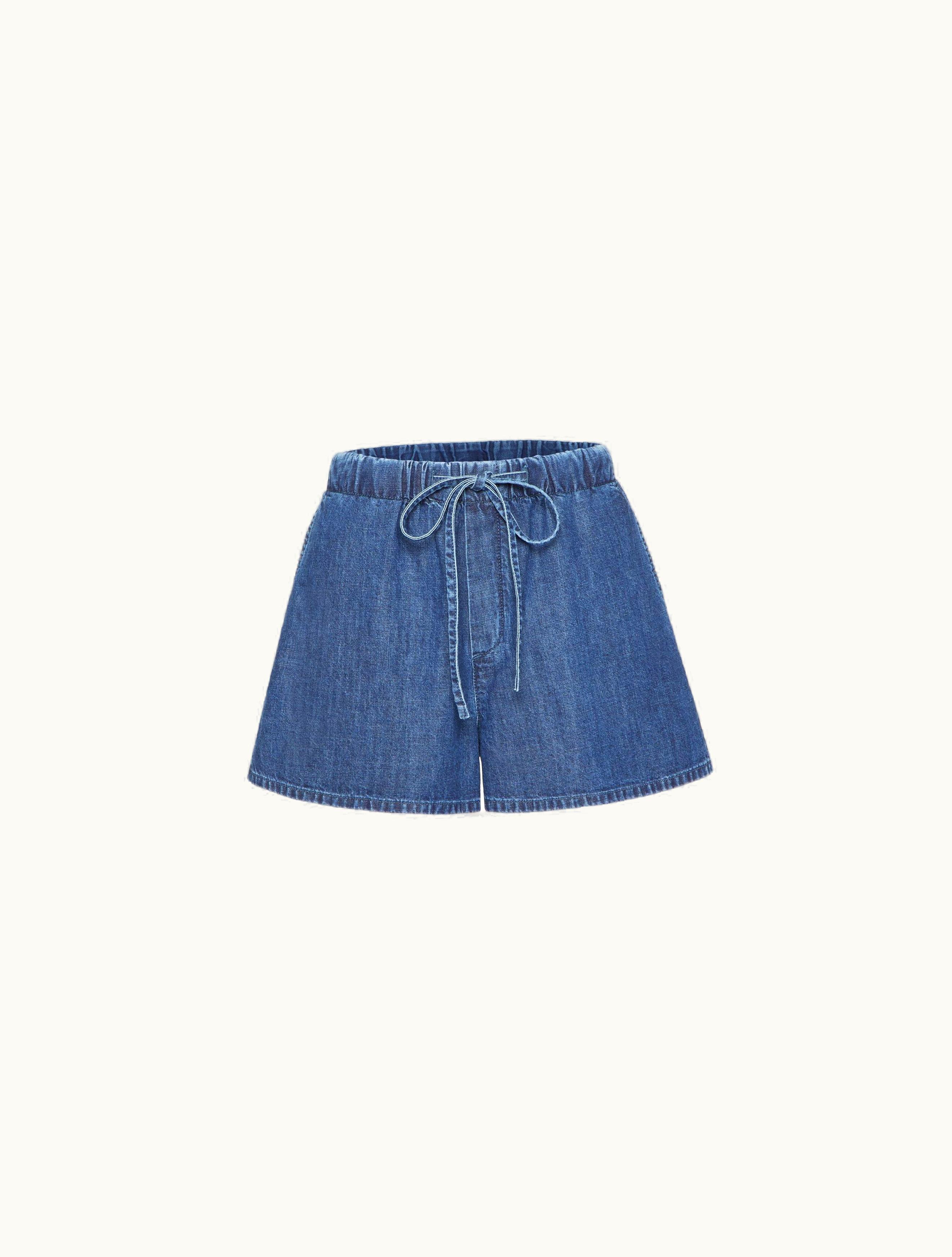 Valentino Valentino Denim Chambray Shorts For Woman In Denim