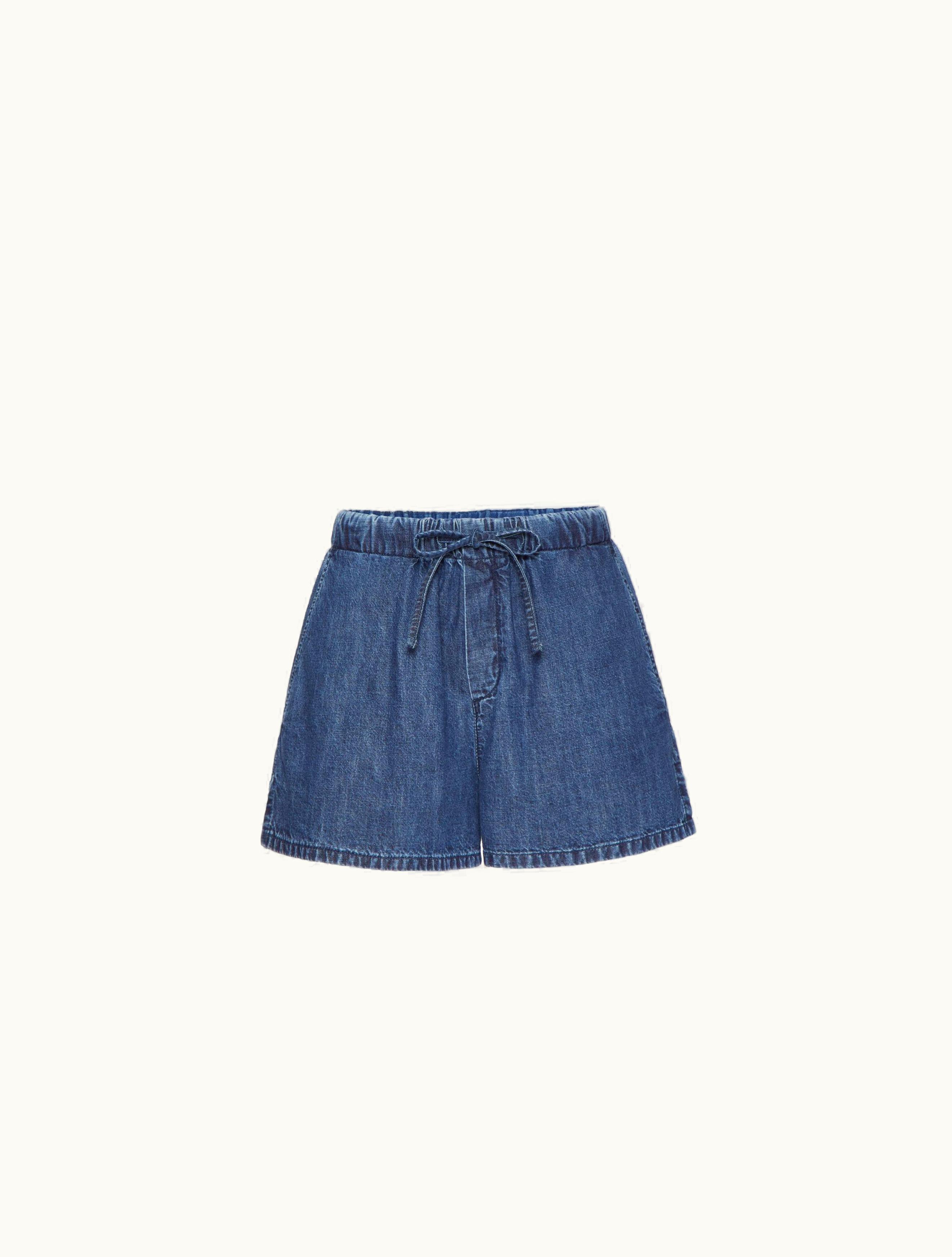 Valentino Valentino Chambray Denim Shorts For Woman In Blue
