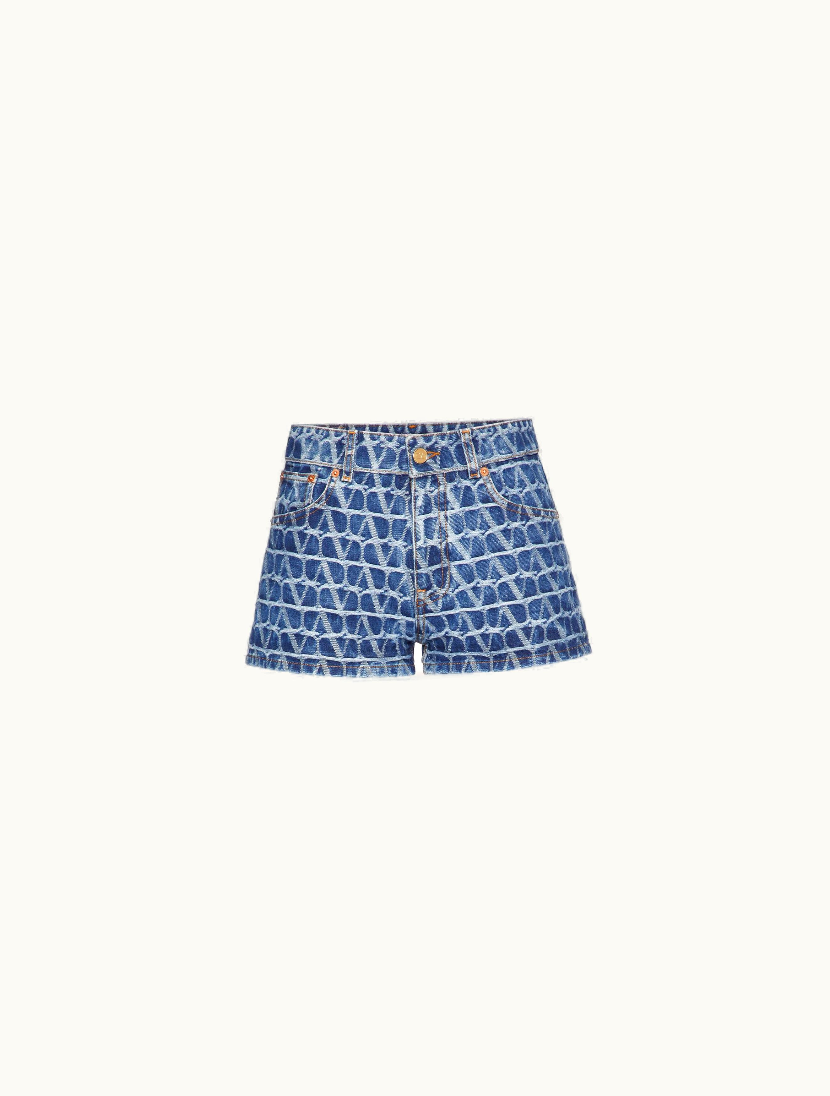 Valentino Valentino Toile Iconographe Denim Shorts For Woman In Denim