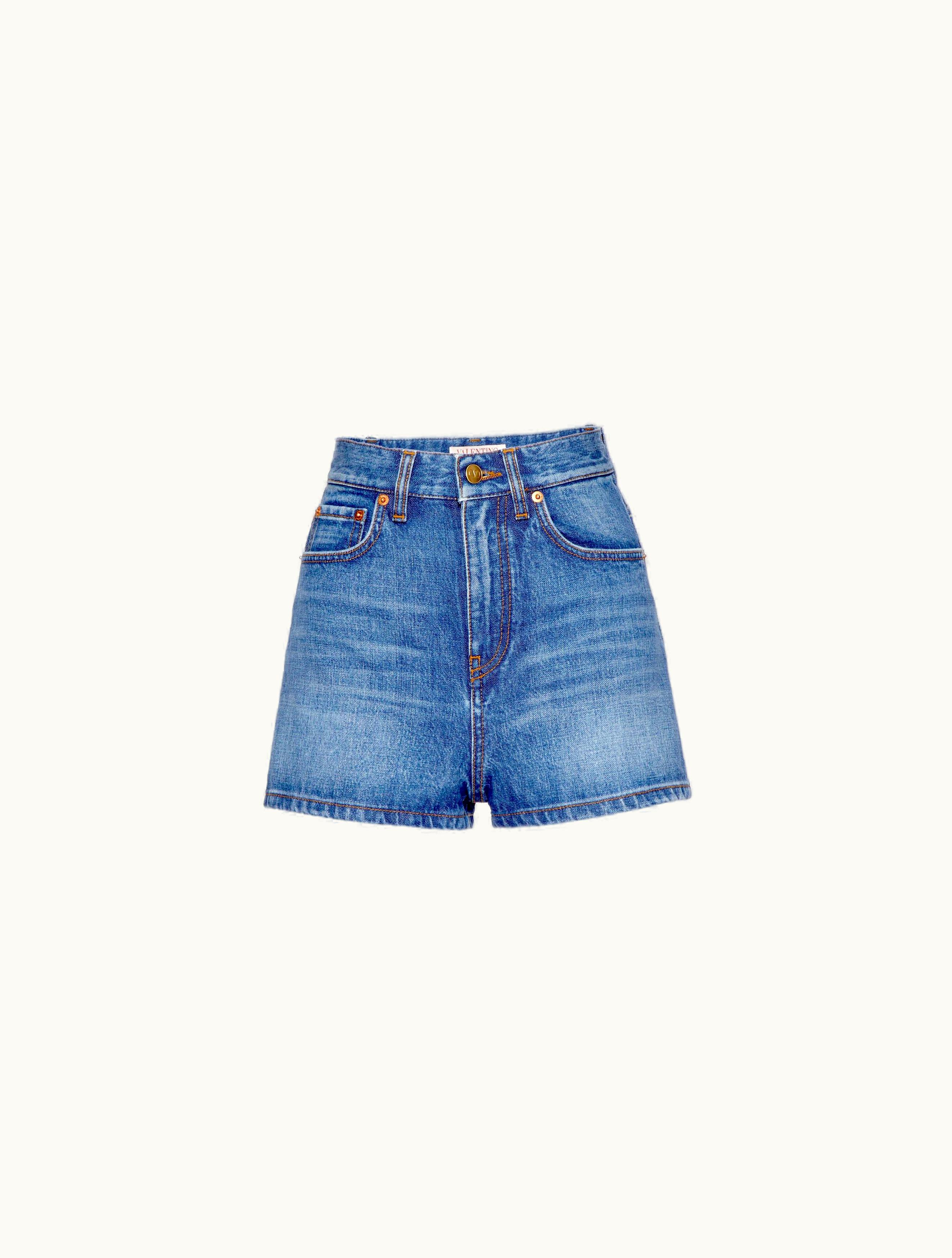 Valentino Valentino Denim Shorts For Woman In Denim