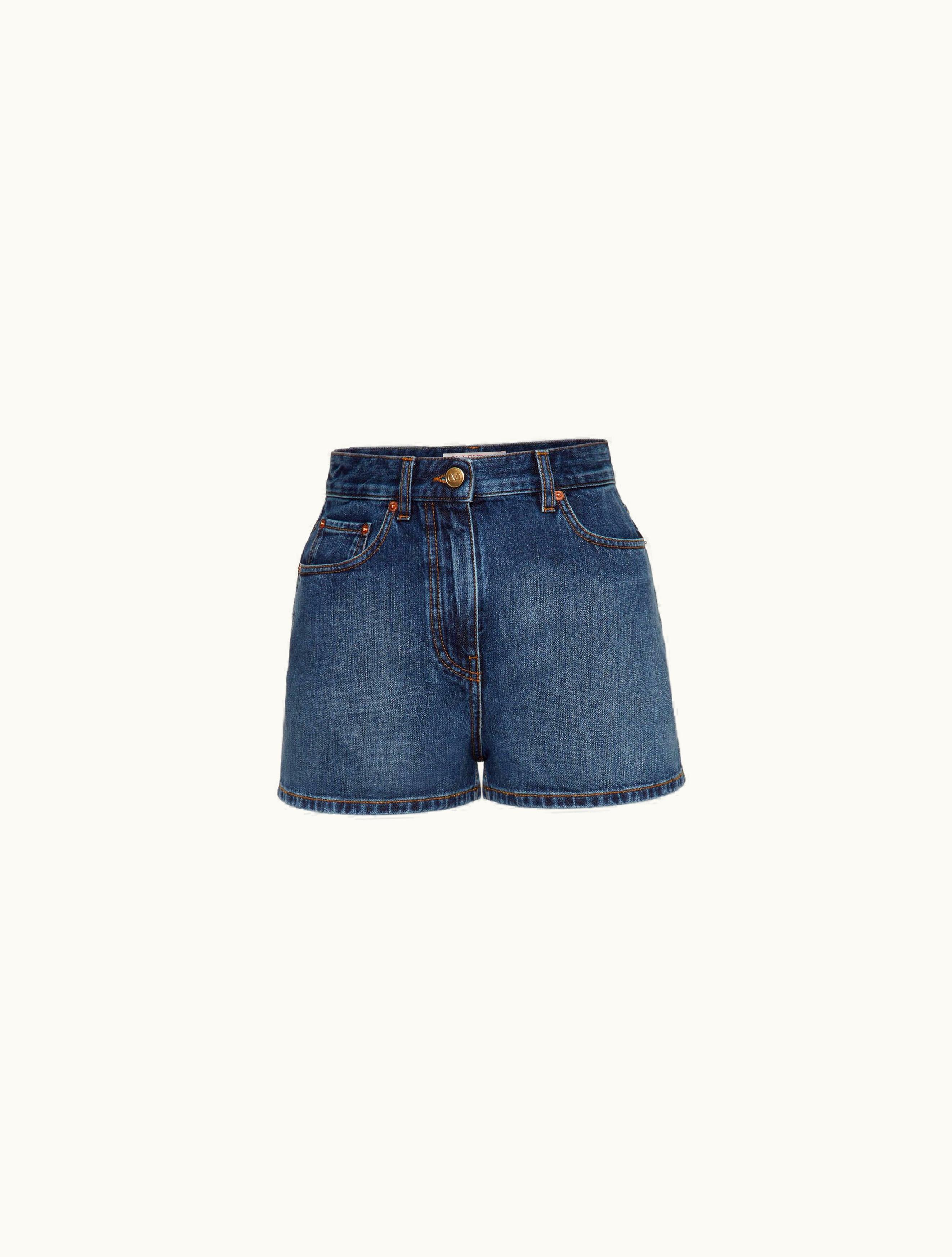 Valentino Valentino Denim Shorts For Woman In Blue