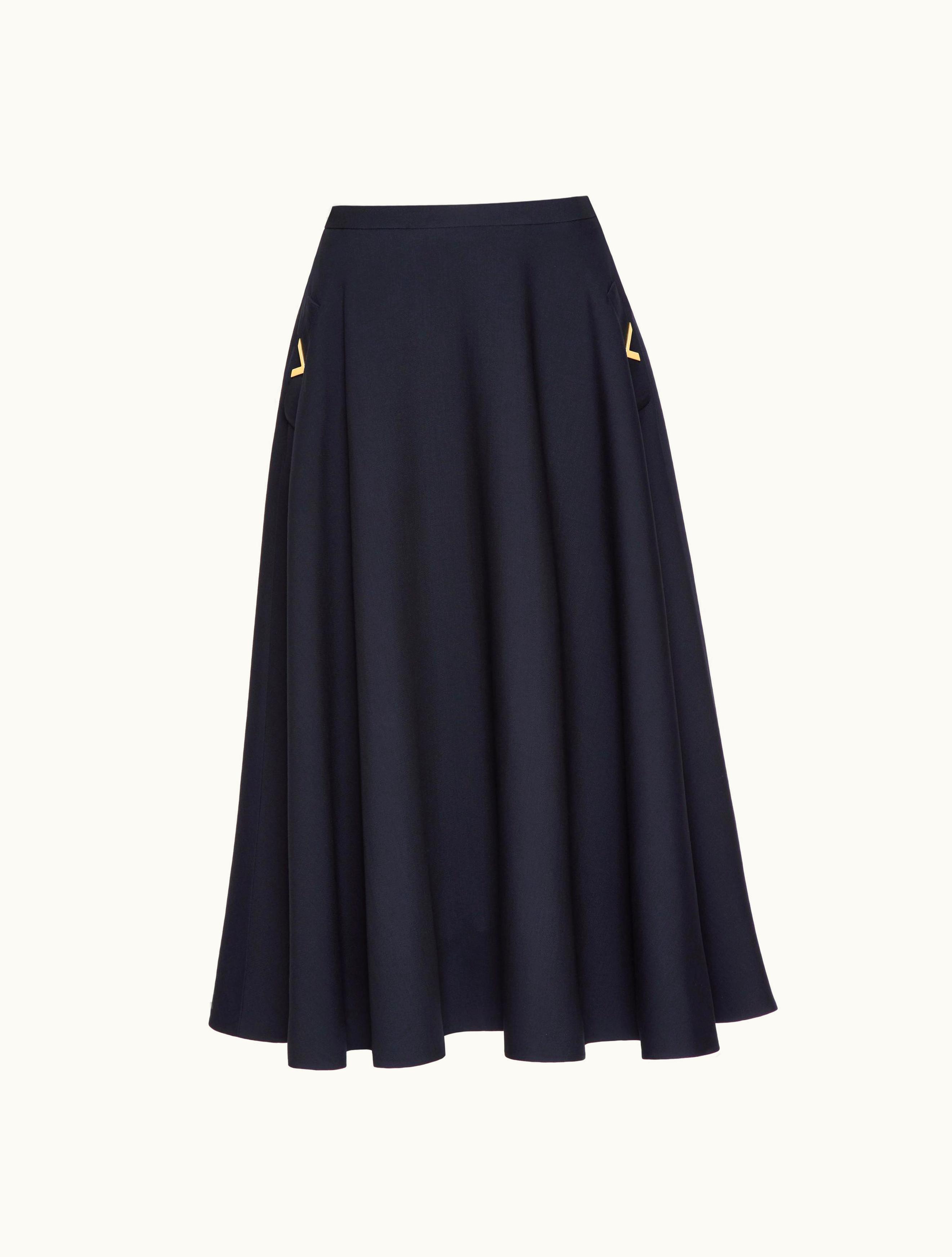 Valentino Valentino Crepe Couture Midi Skirt For Woman In Ivory