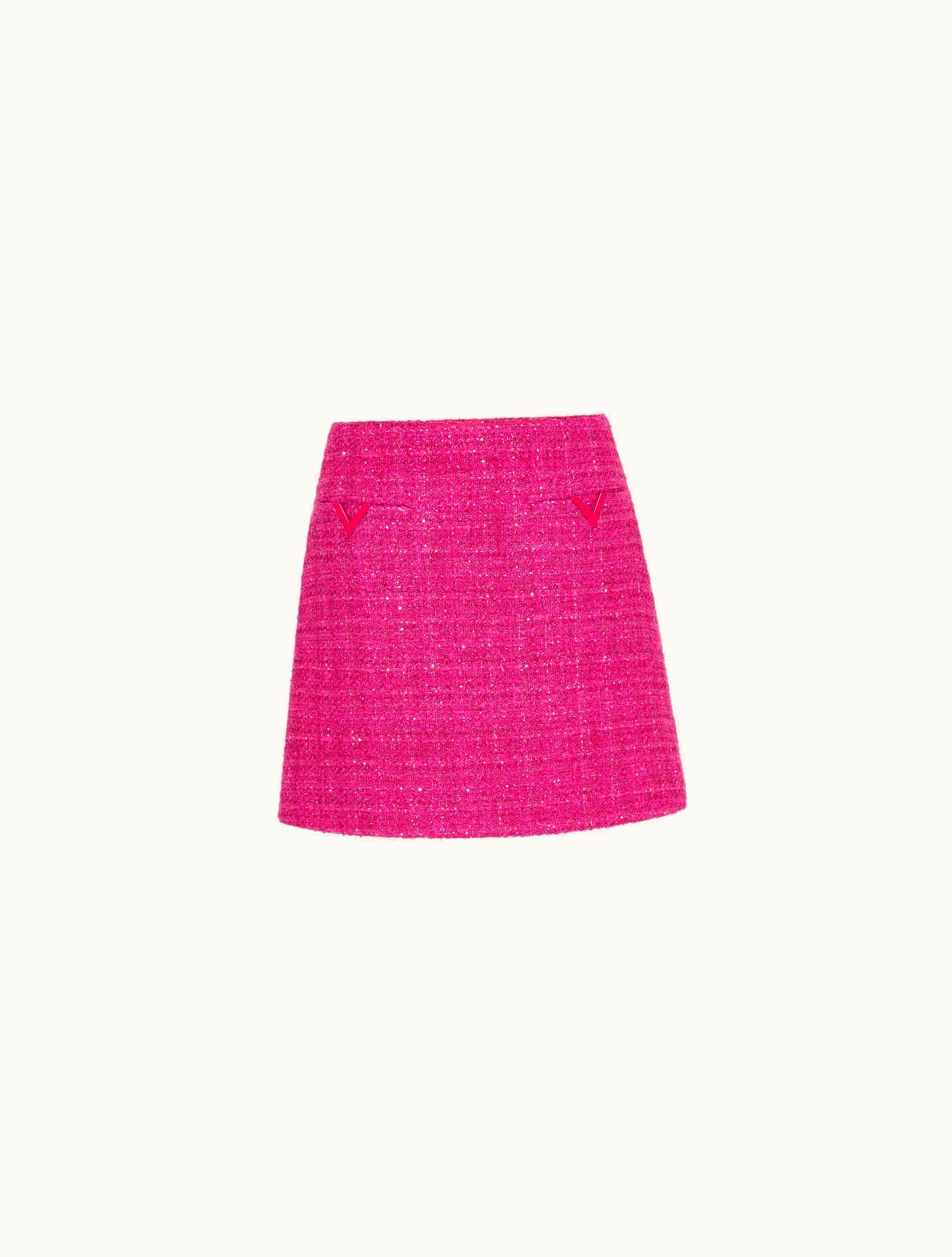 Valentino Valentino Glaze Tweed Light Miniskirt For Woman In Pink Pp