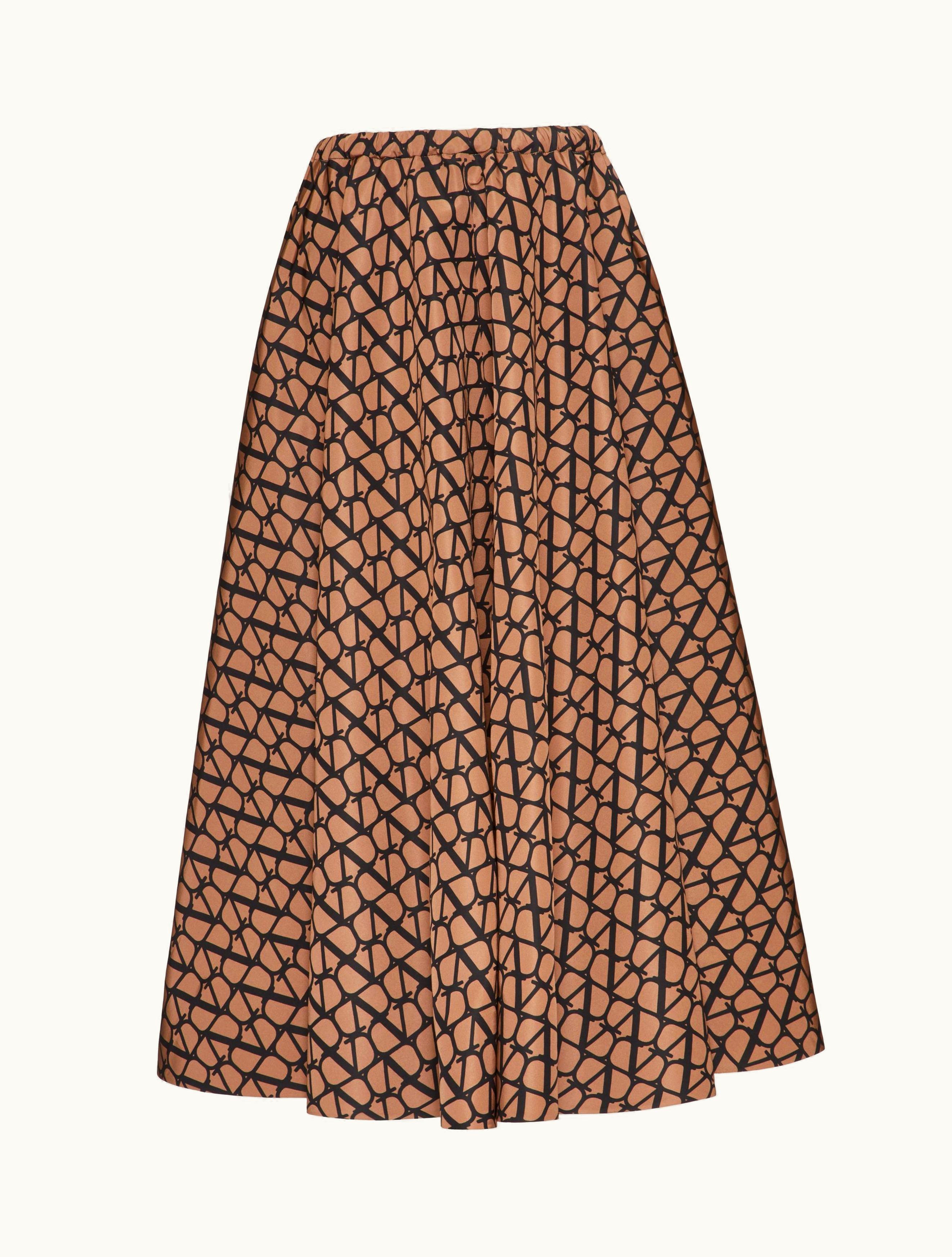 Valentino Valentino Toile Iconographe Faille Midi Skirt For Woman In Light Camel / Black