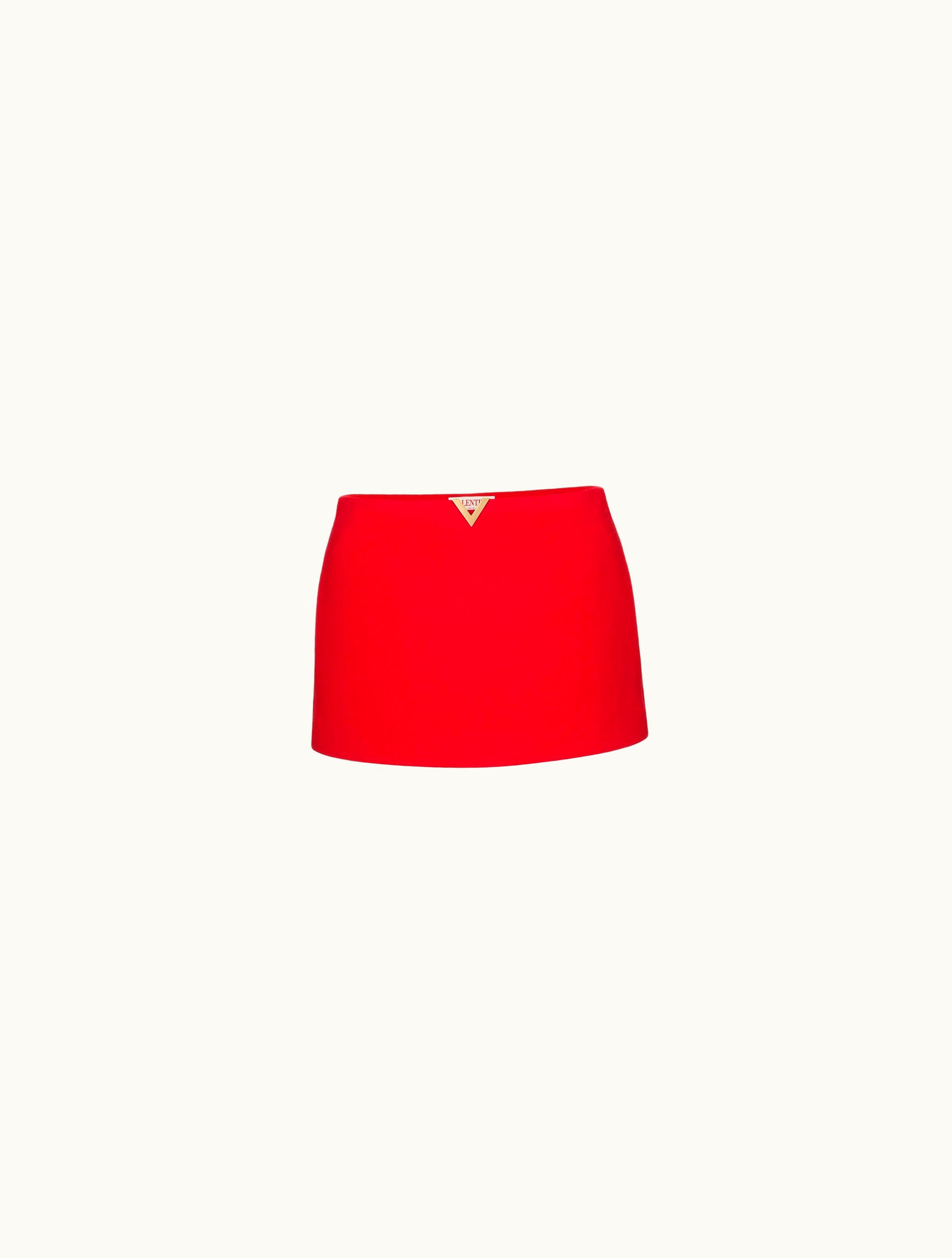 Valentino Valentino Texture Double Crepe Skirt For Woman In Red