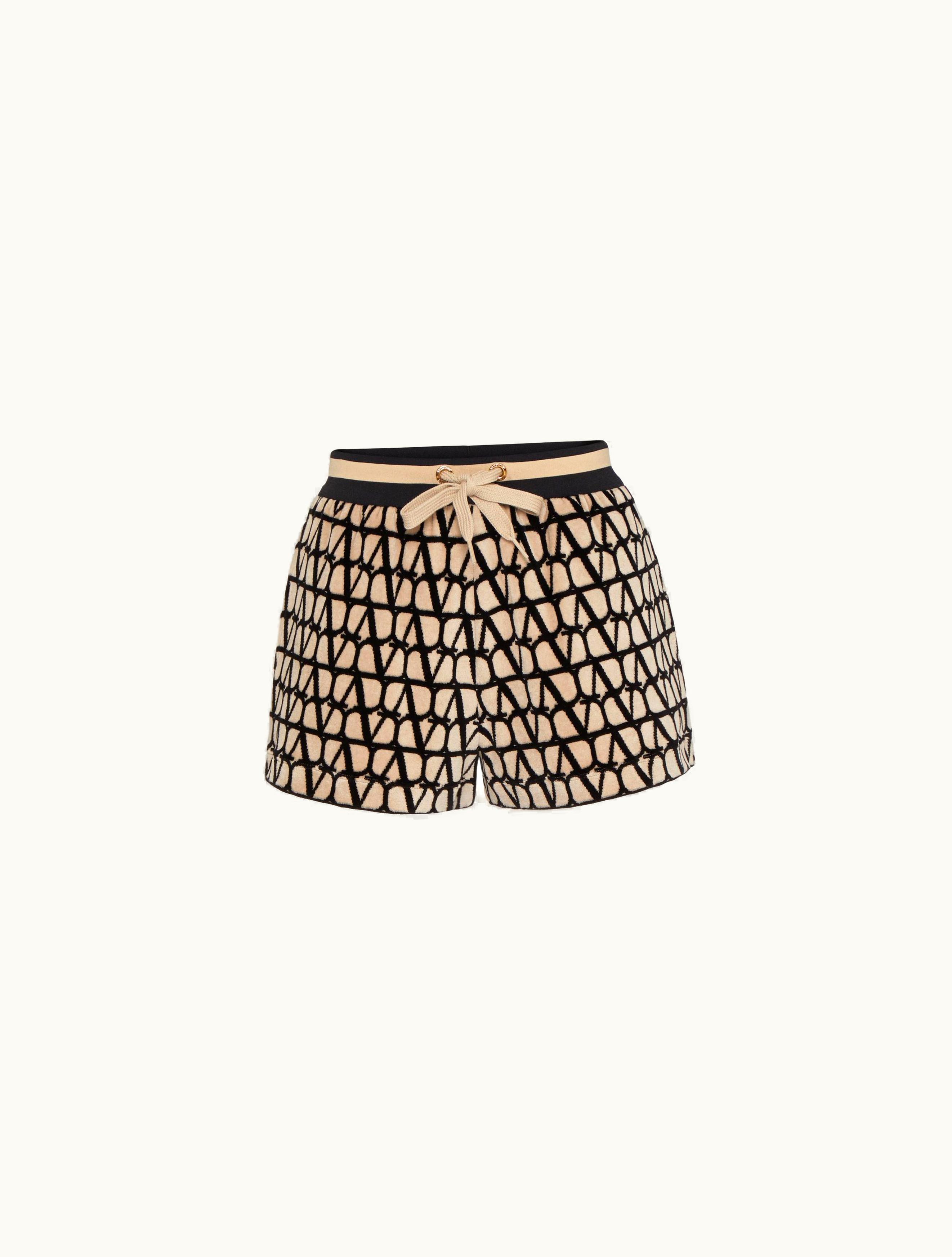 Valentino Valentino Toile Iconographe Sponge Jersey Shorts For Woman In Beige / Black