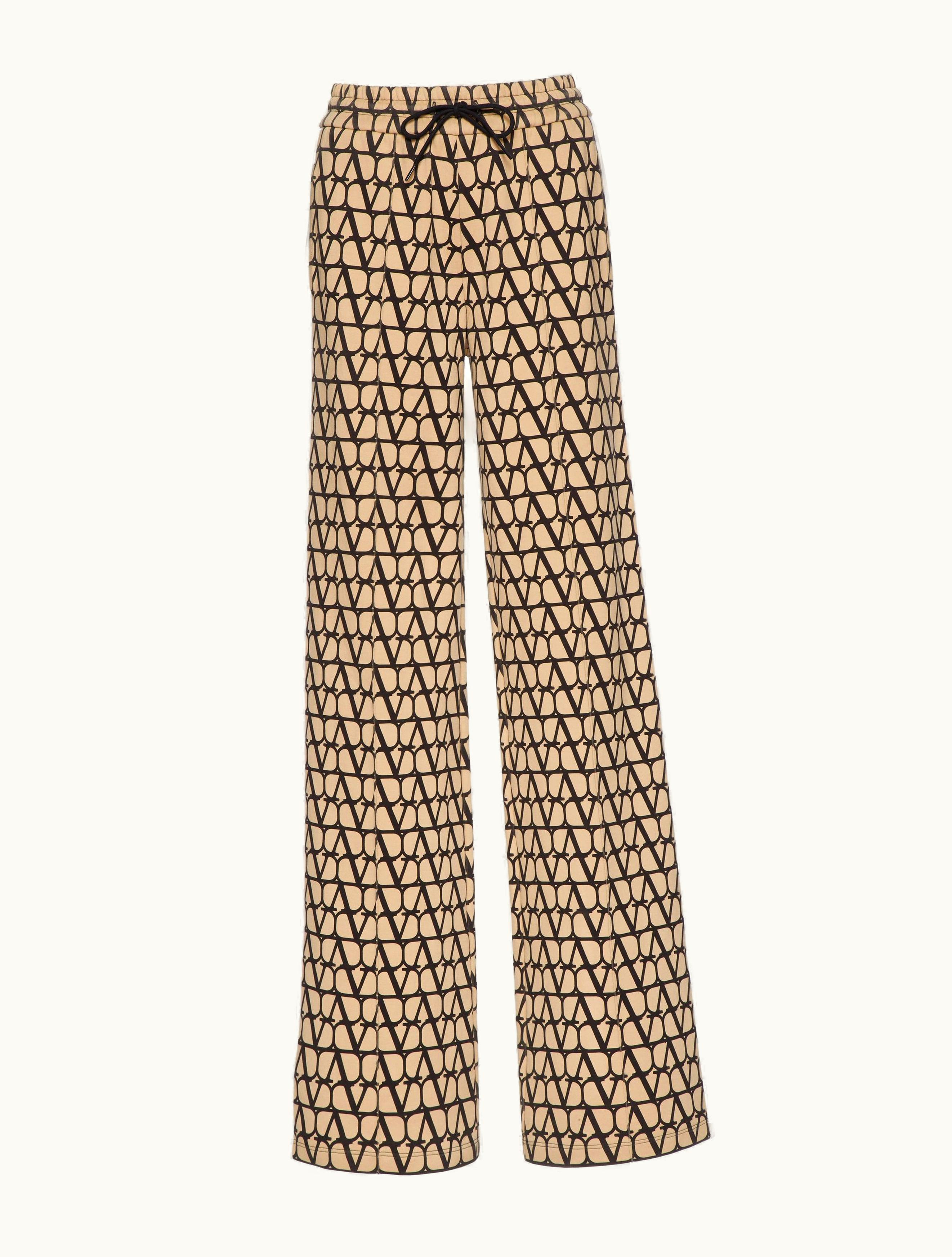 Valentino Valentino Toile Iconographe Double Jersey Trousers For Woman In Beige / Black