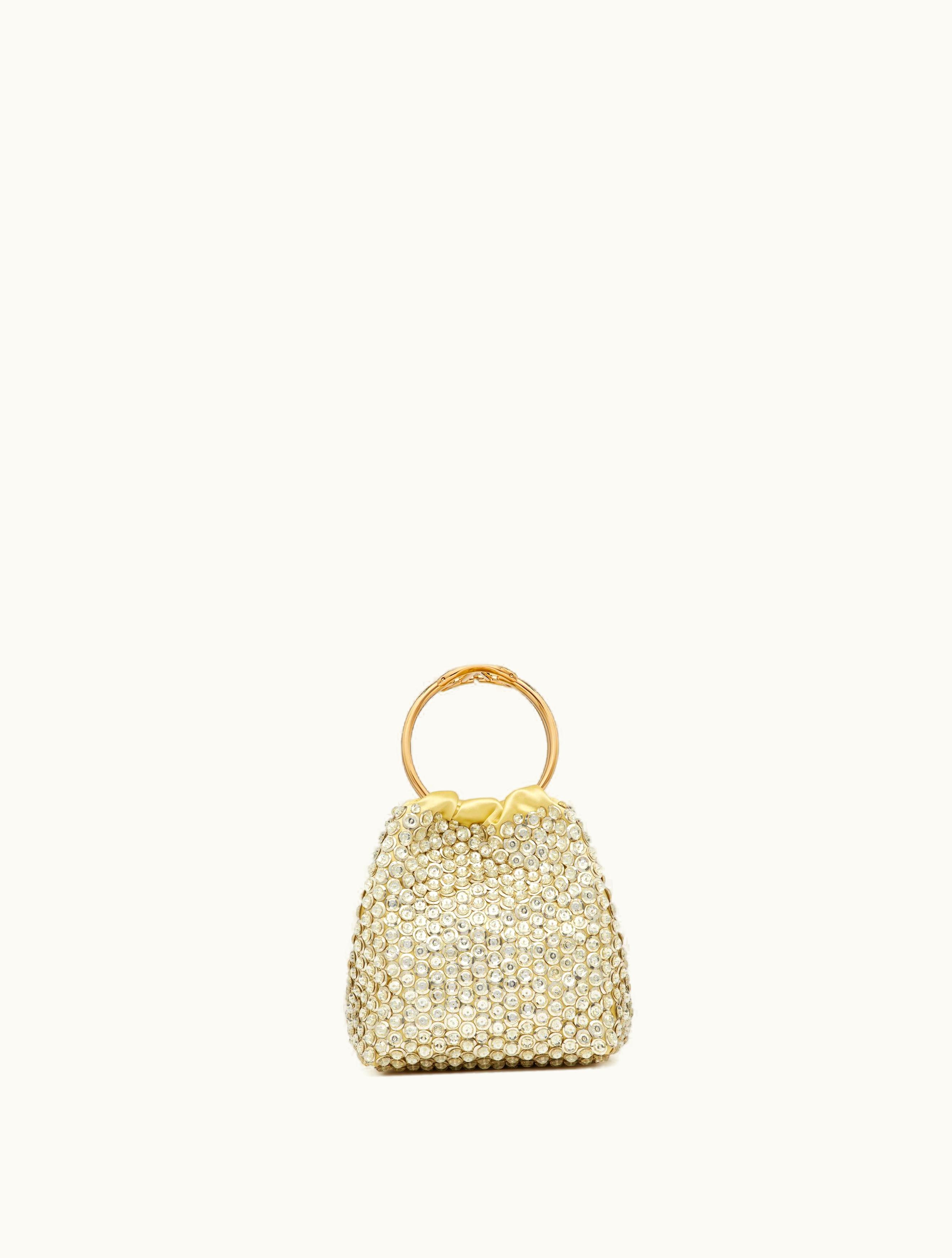 Valentino Valentino Small Carry Secrets Embroidered Bucket Bag For Woman In Palladium / Crystal / Grey