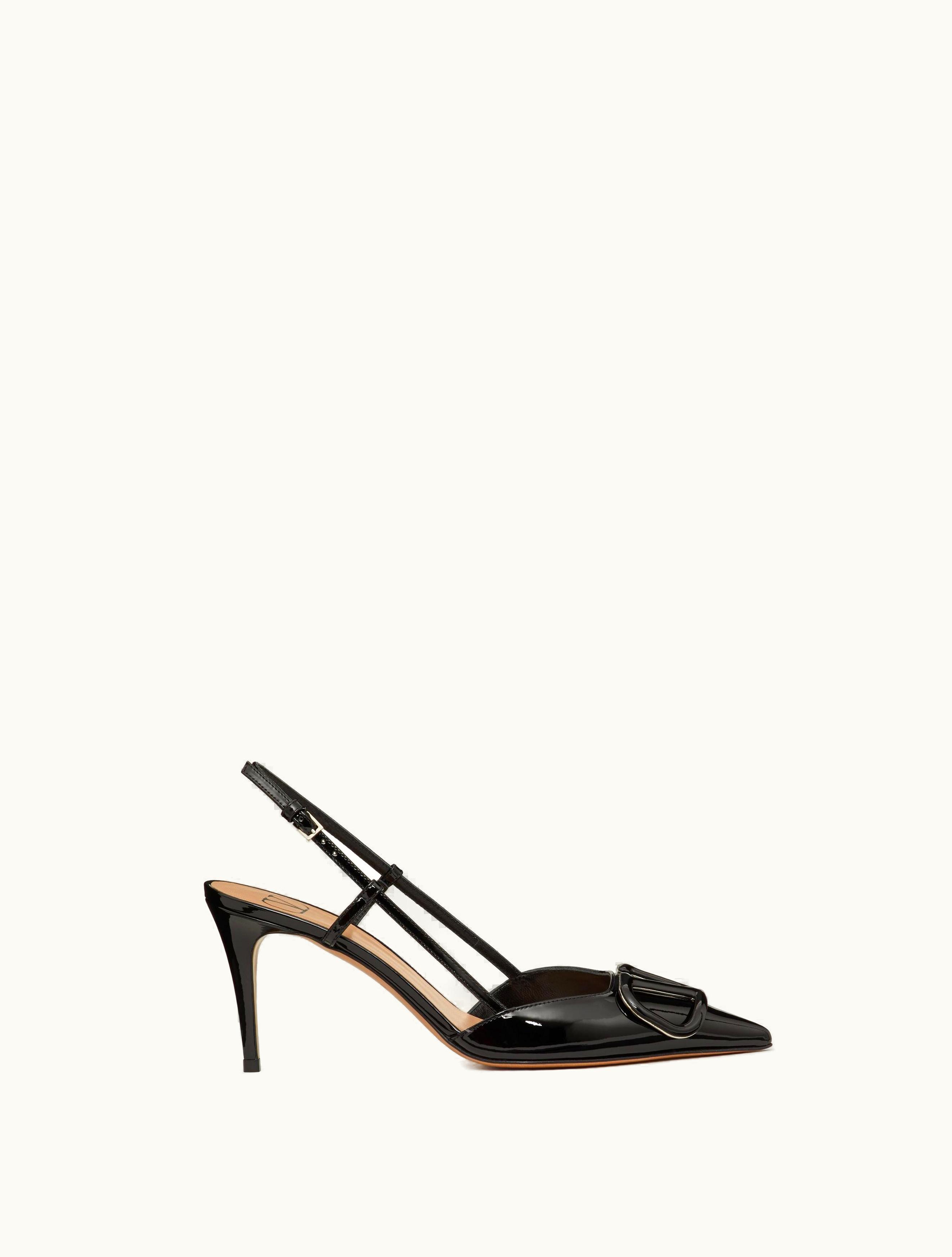 Valentino Valentino Vlogo Signature Patent Leather Slingback Pump 80mm For Woman In Brown