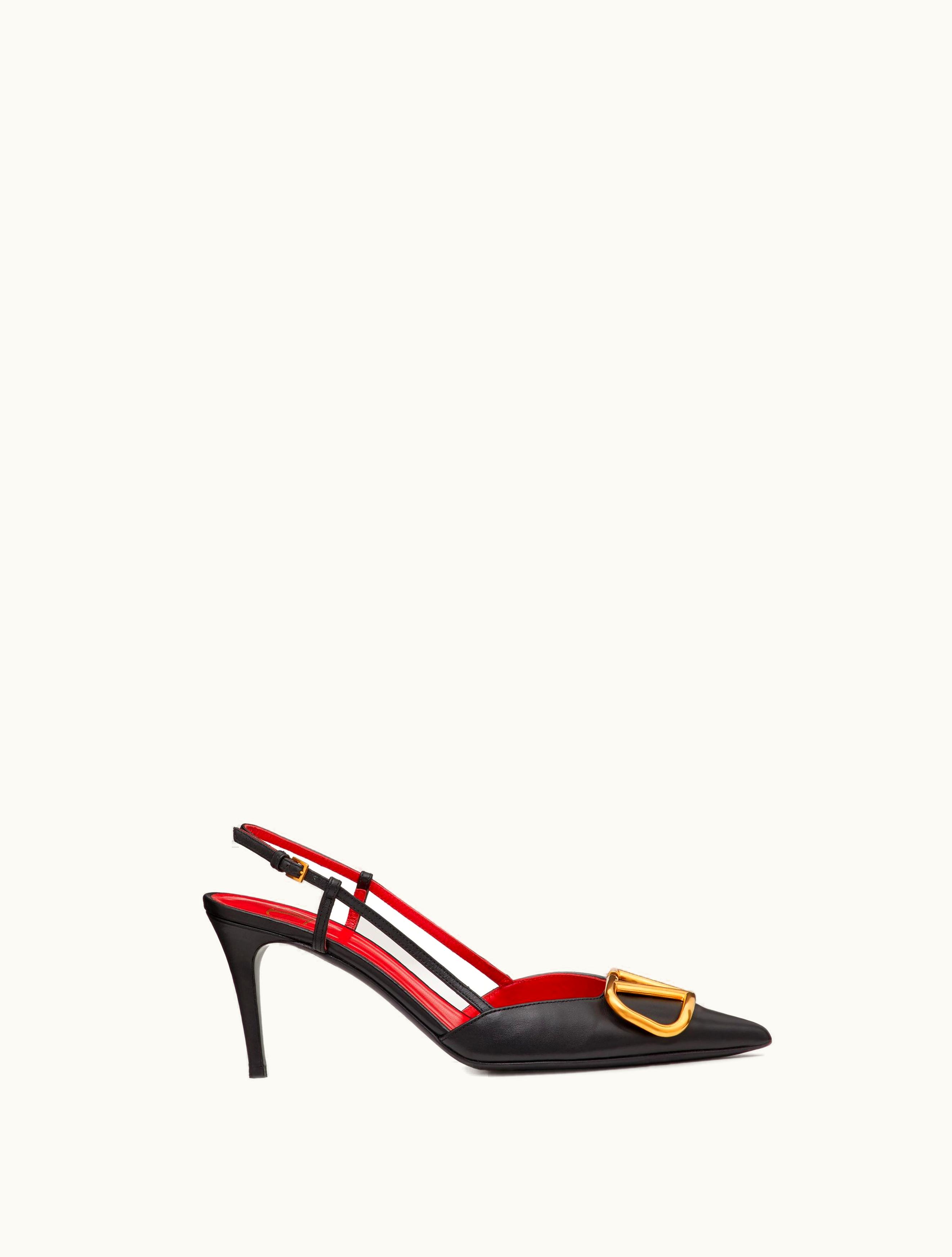Valentino Valentino Vlogo Signature Calfskin Slingback Pump 80mm For Woman In Black