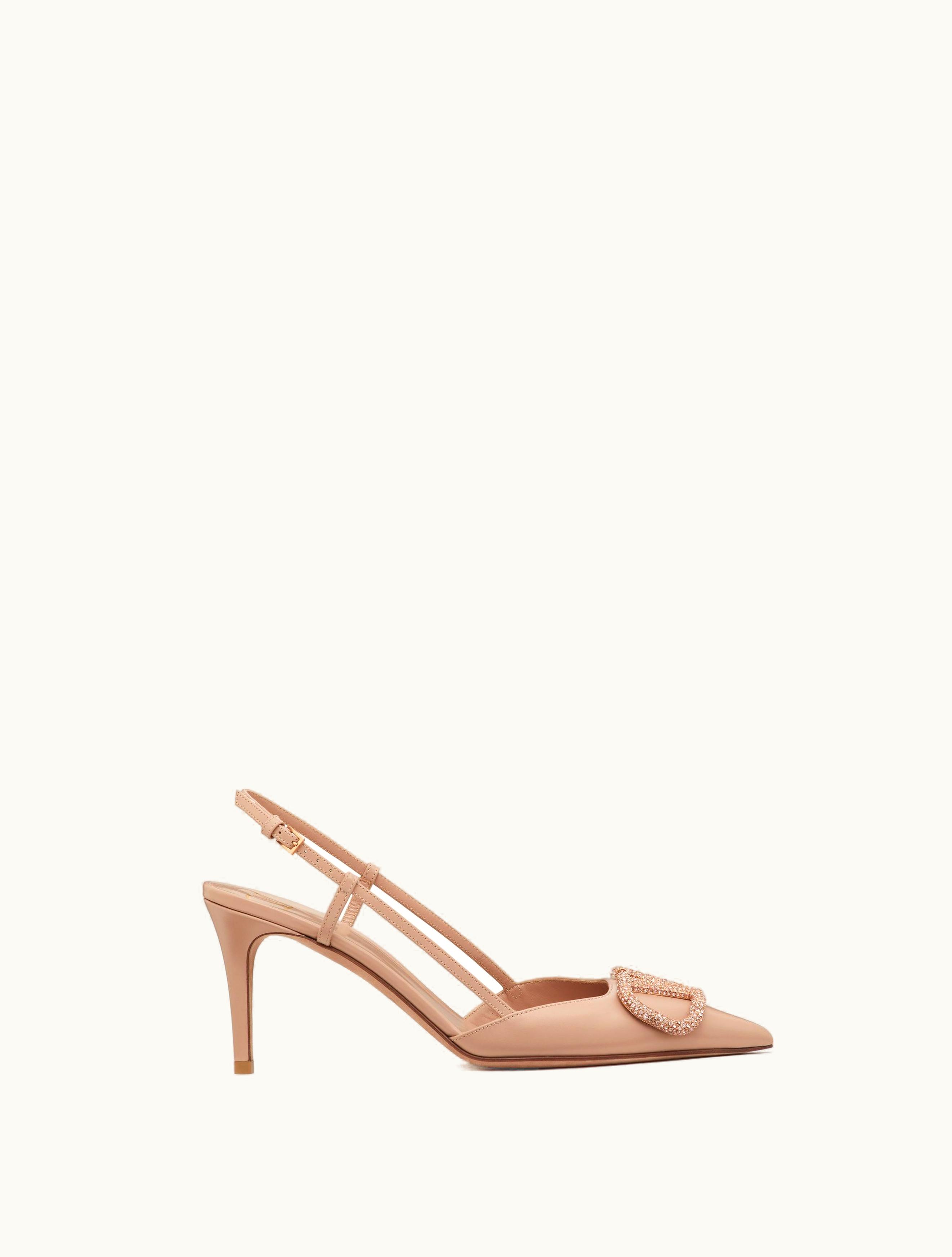 Valentino Valentino Vlogo Signature Slingback Pump In Calfskin Leather 80mm For Woman In Rose Cannelle