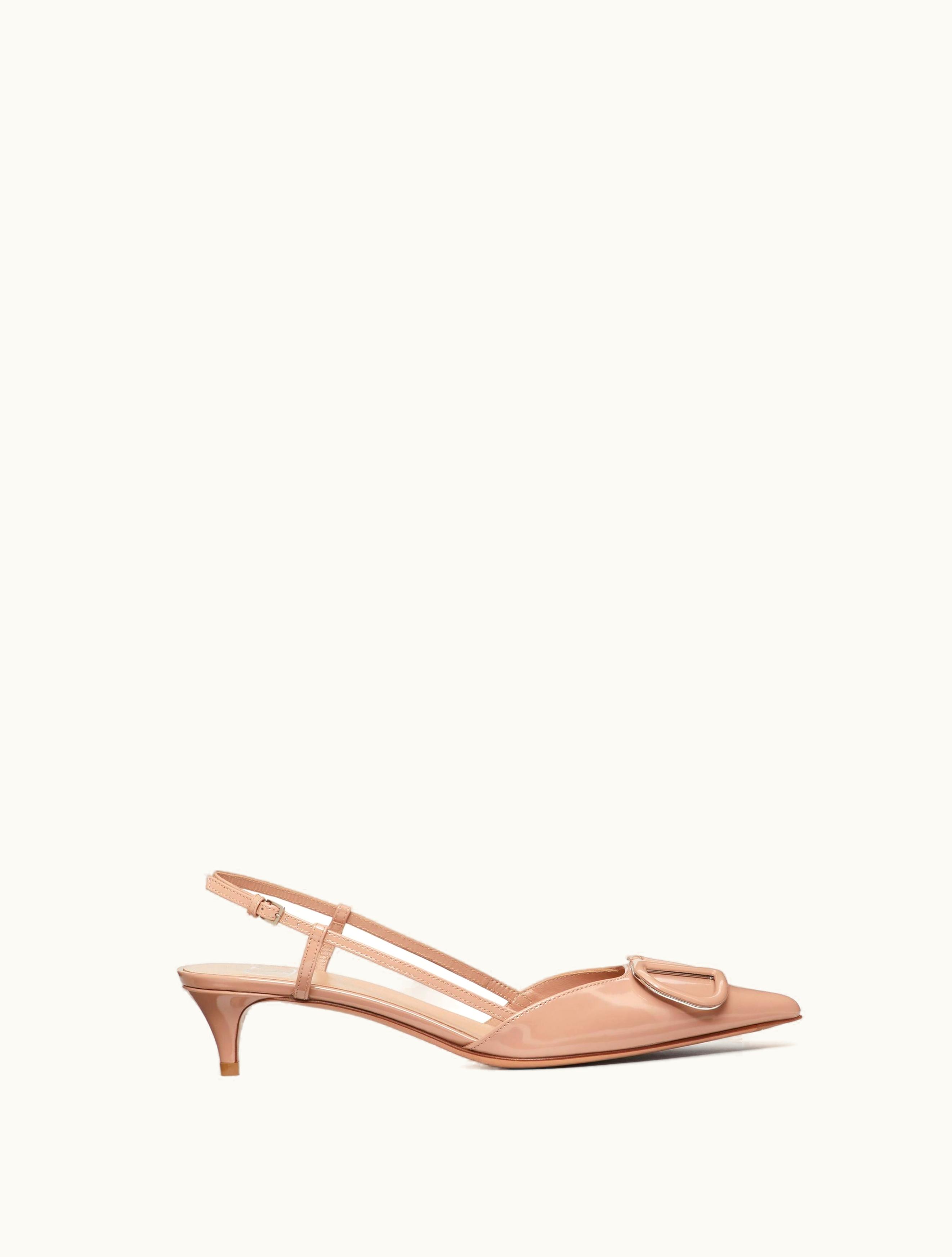 Valentino Valentino Vlogo Signature Patent Leather Slingback Pump 40mm For Woman In Rose Cannelle