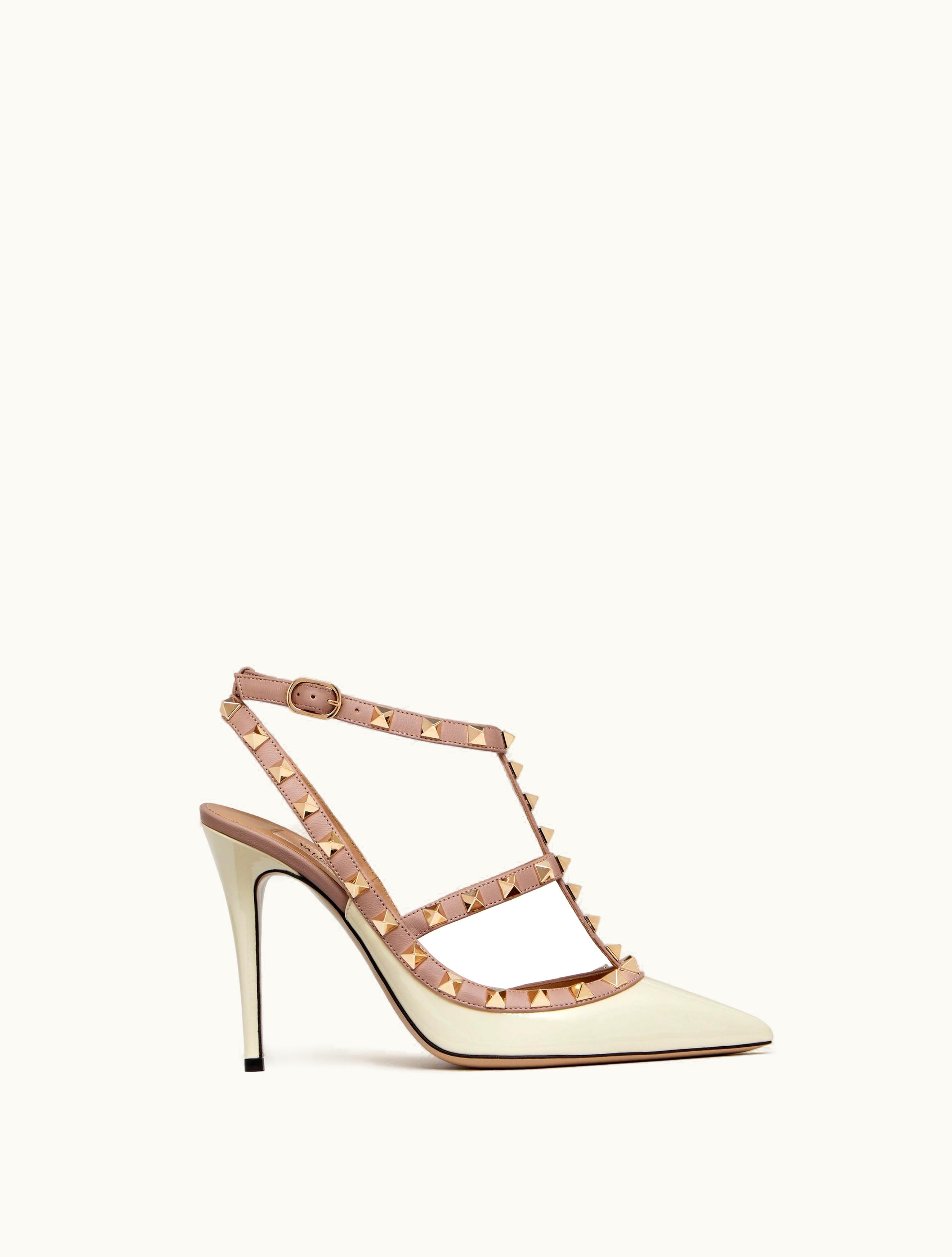 Valentino Valentino Patent Rockstud Caged Pump 100mm For Woman In Poudre