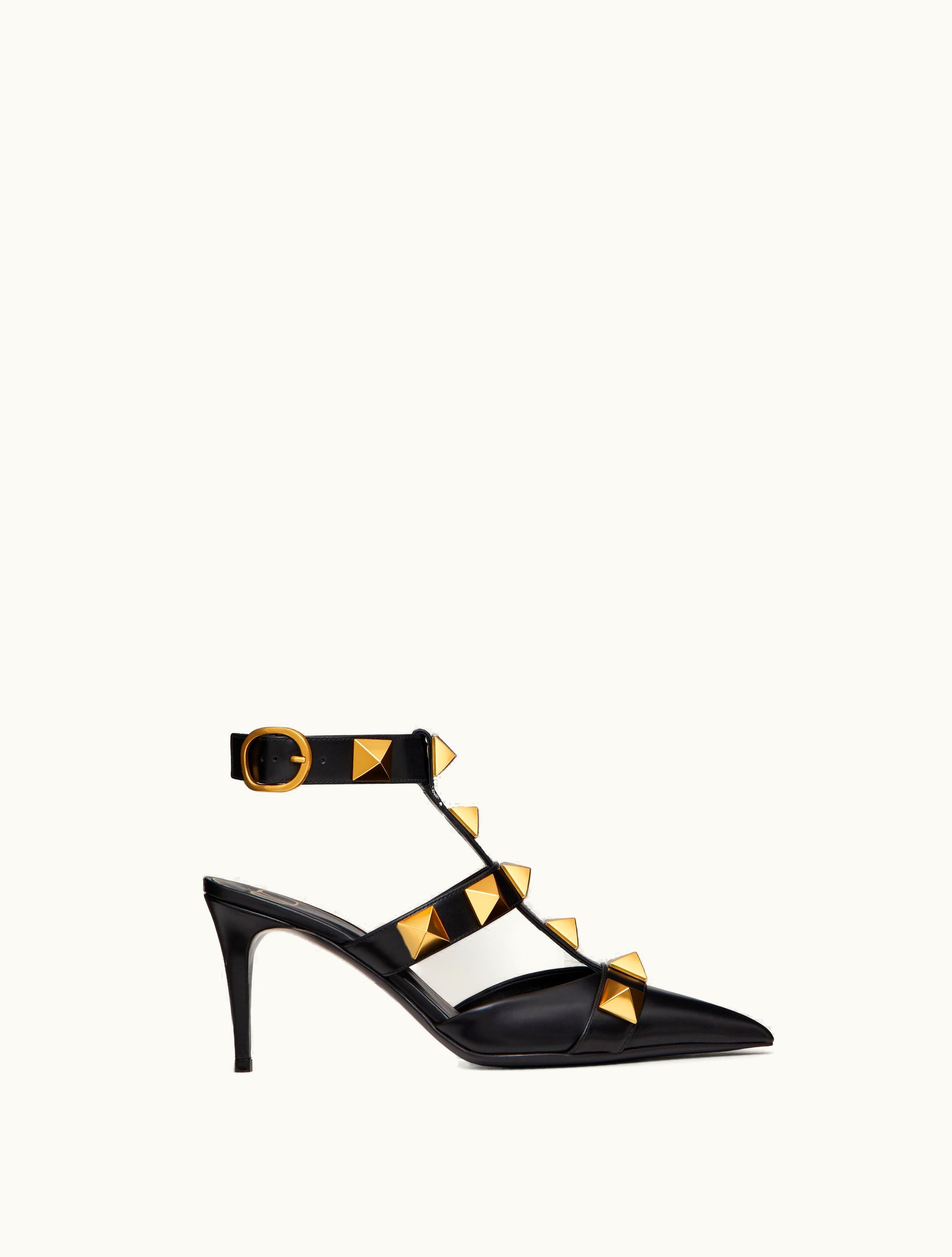 Valentino Valentino Roman Stud Calfskin Pump 80 MM For Woman In Black