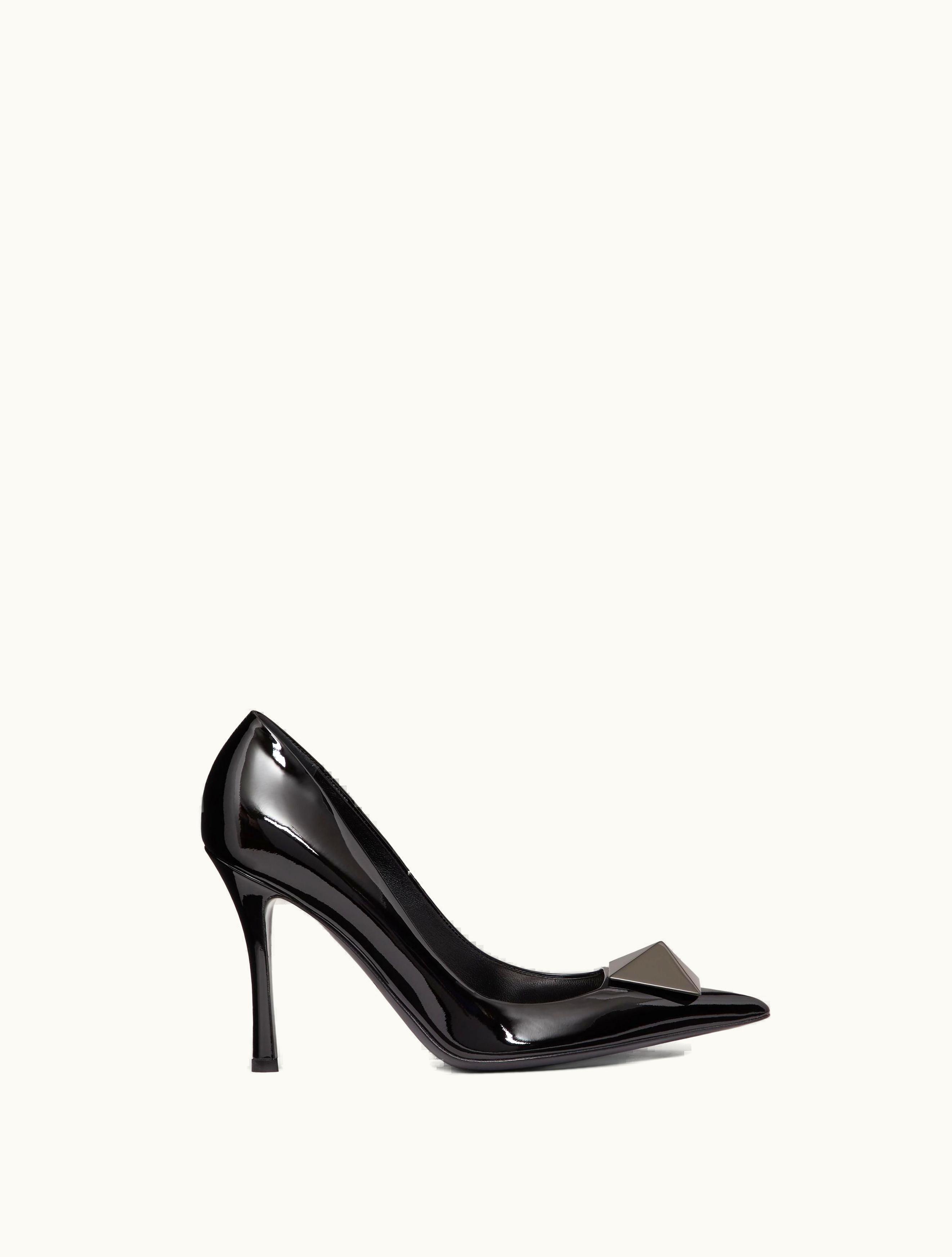 Valentino Valentino One Stud Patent Leather Pump 100 MM For Woman In Black