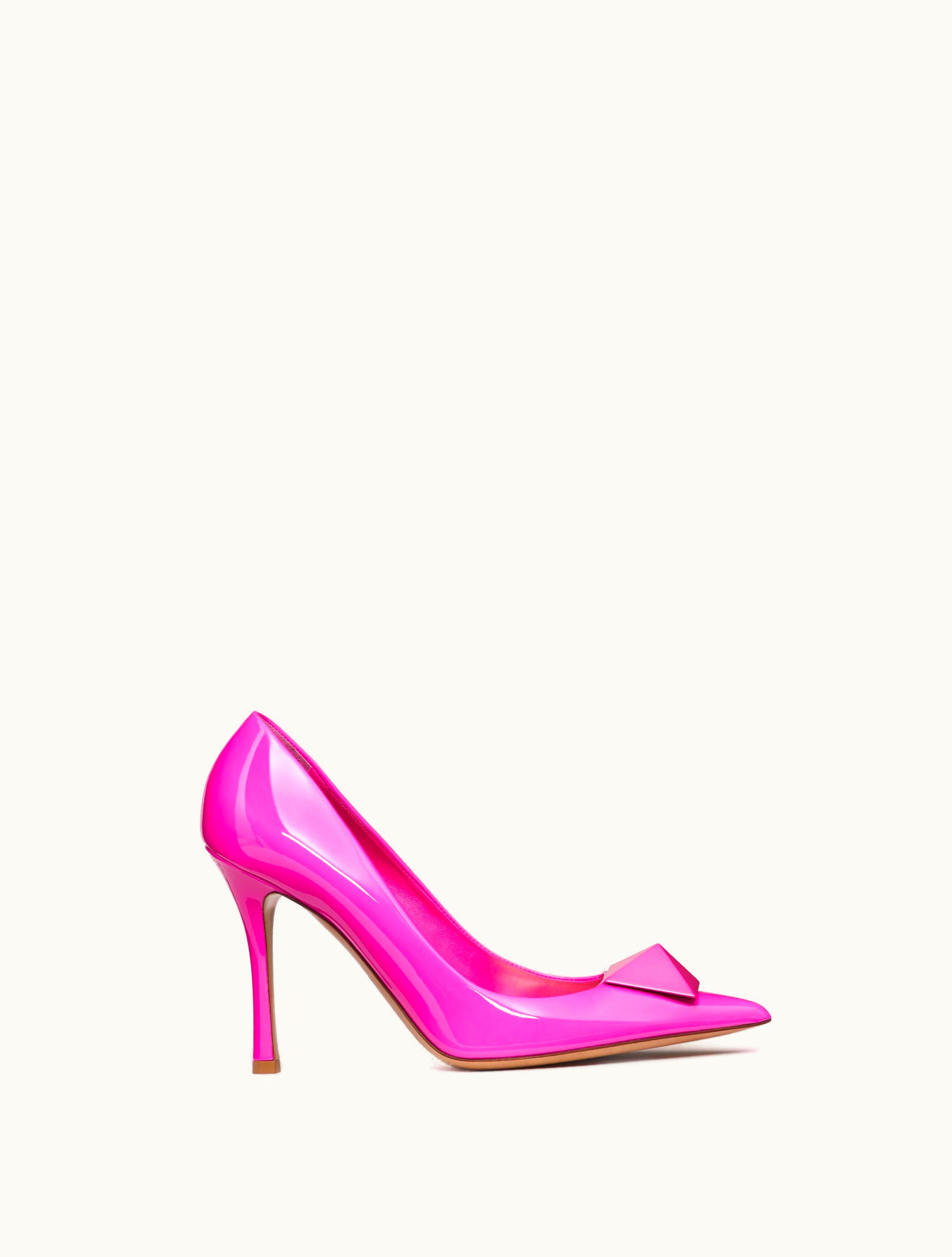 Valentino Valentino One Stud Patent Leather Pump With Matching Stud 100 MM For Woman In Pink Pp